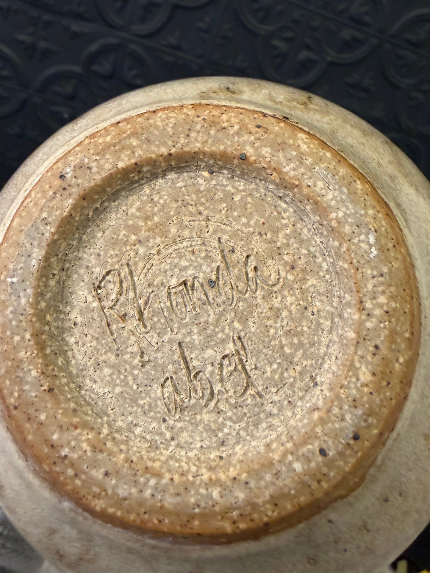 6" Signed Studio Pottery Tan Vase Round