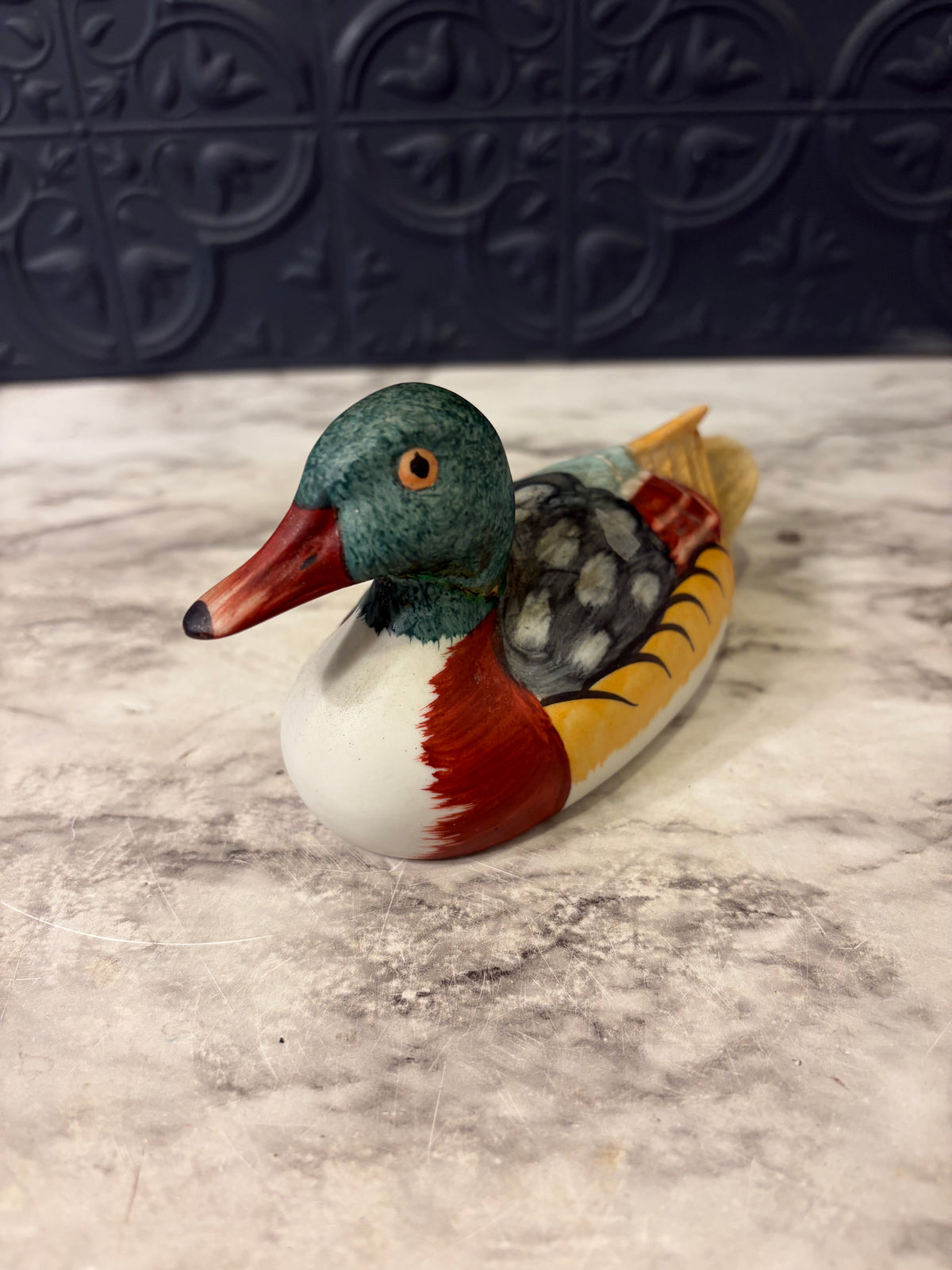 Porcelain Hand Painted Mallard Duck 6" AS IS
