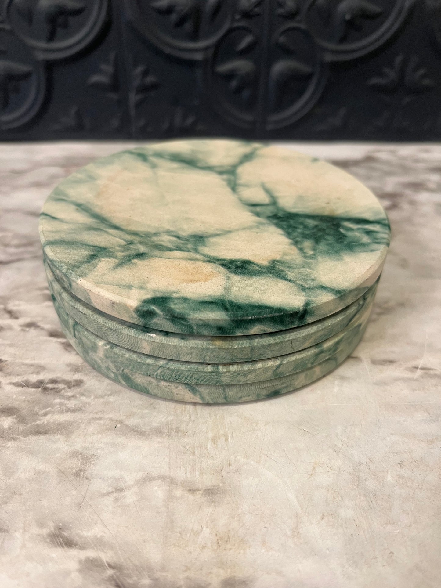 Green Stone Coasters Set of 4