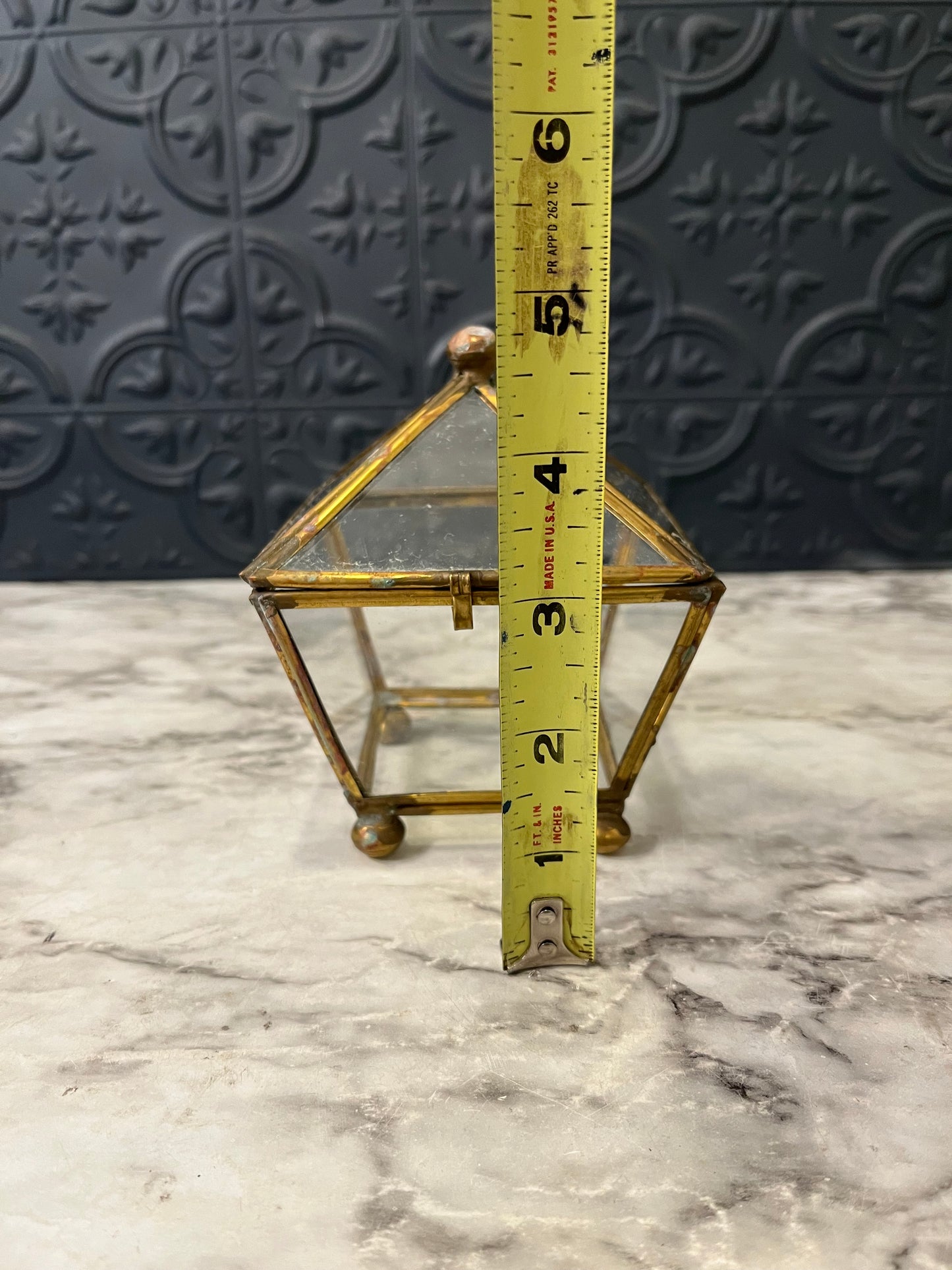 Brass and Glass Pyramid Shape Med