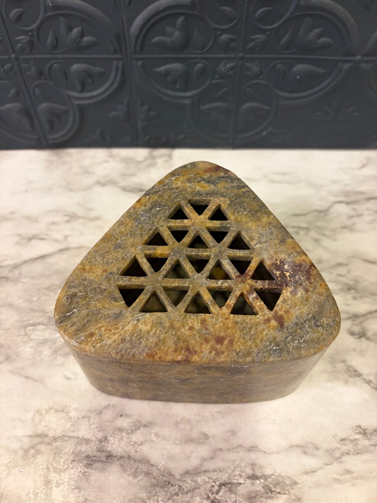 Triangle Soapstone Incense Box