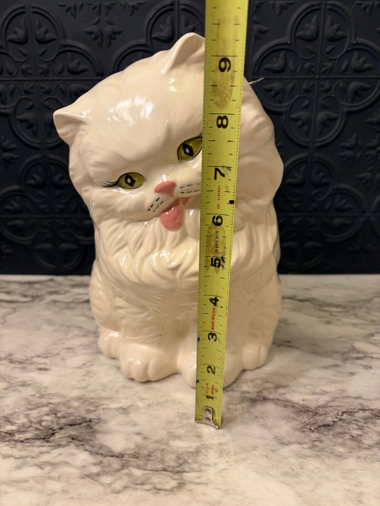 Ceramic White Cat  9.5"