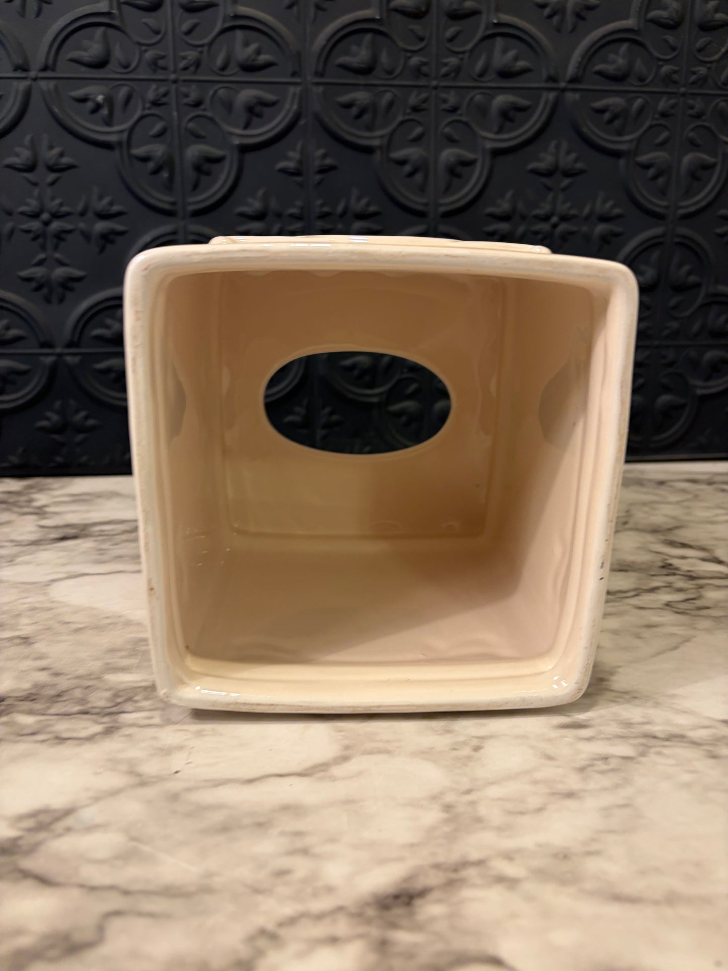 Cream and Purple Floral Tissue Box Holder