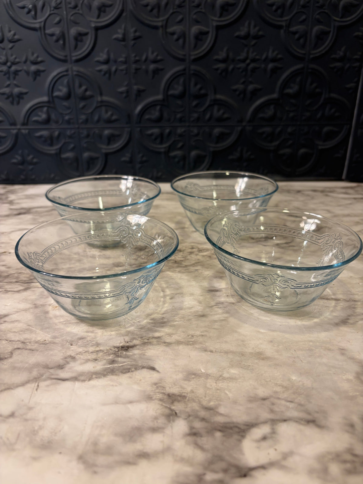 Fire King Blue Glass custard Cups x 4