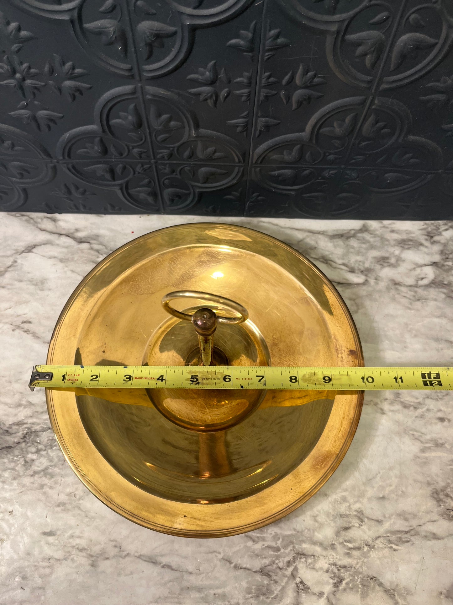 Round Brass Center Handle ServingTray