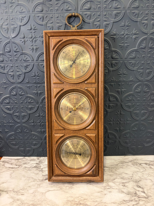 Vintage 70's style Springfield Weather Station Faux Wood