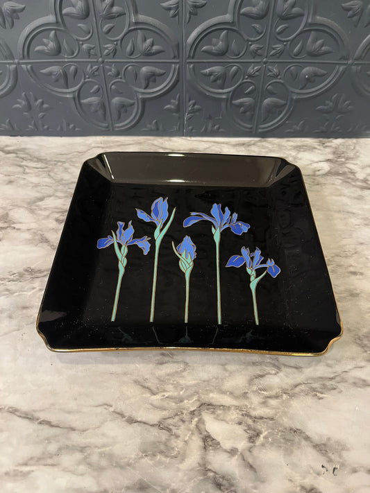Otagiri Blue Iris Square Glass Tray