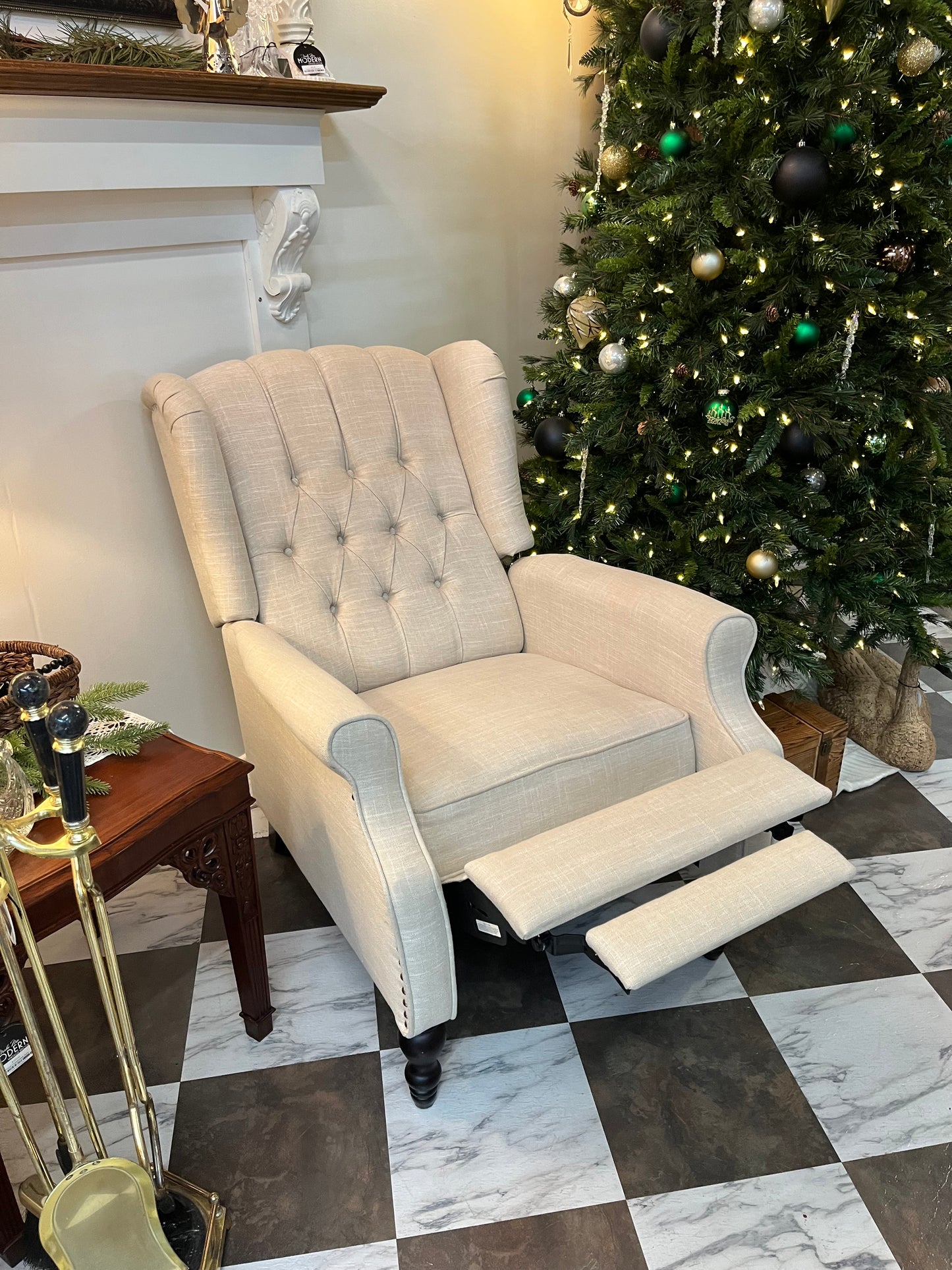 Cream Tufted Recliner
