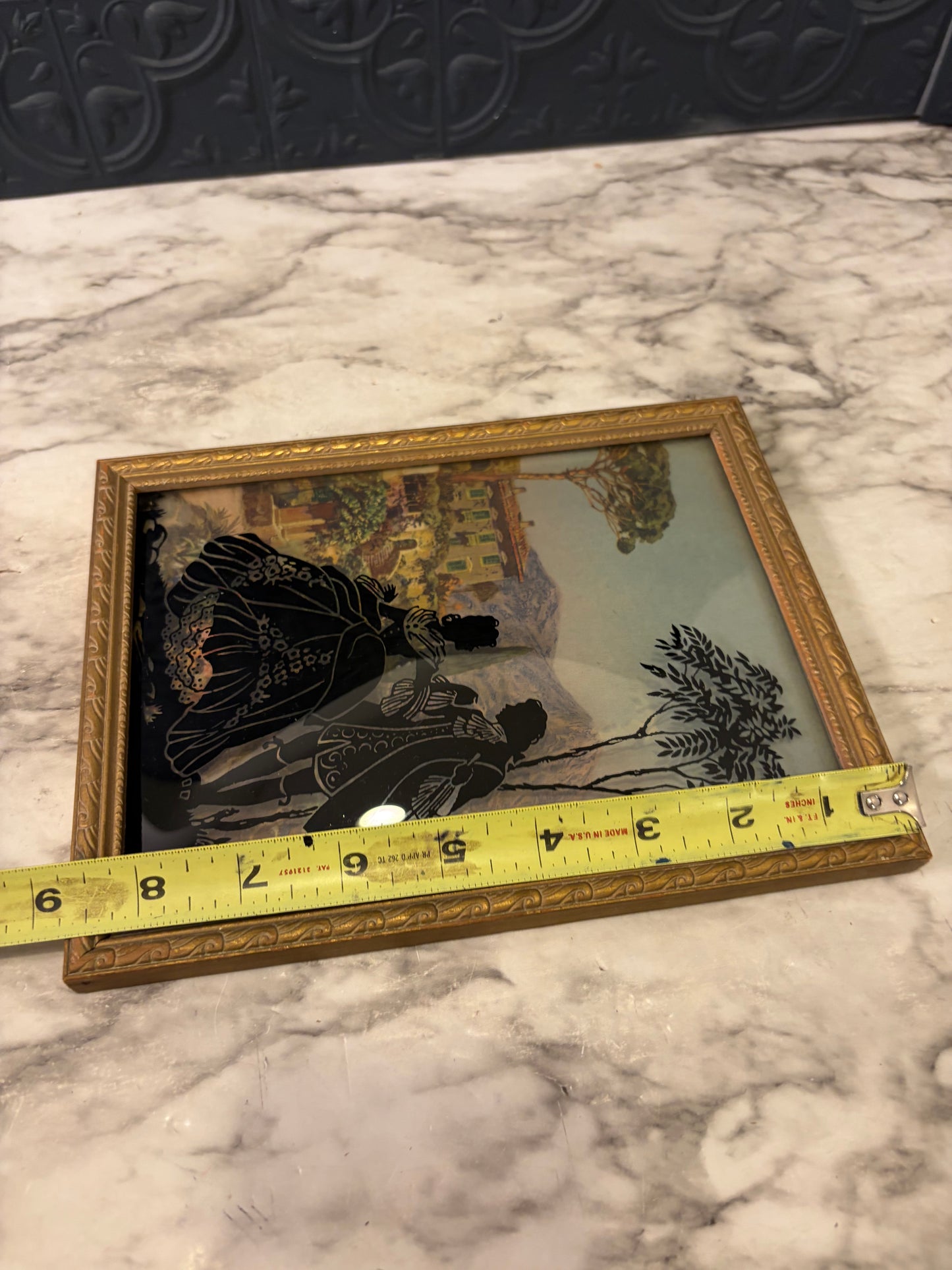 Bubble Glass Reverse Print of Victorian Courting in Countryside