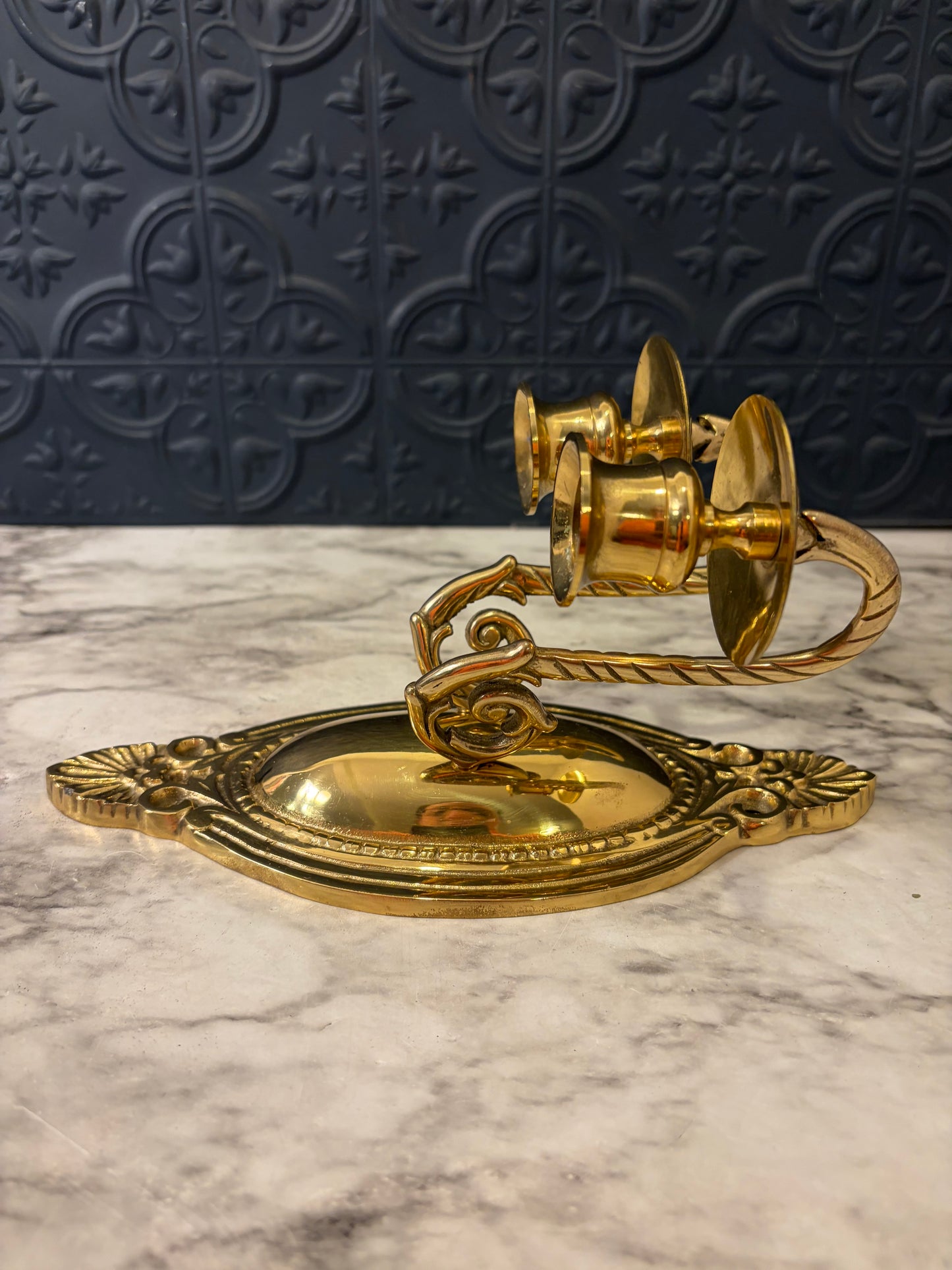 Brass Oval Dual Candle Sconce