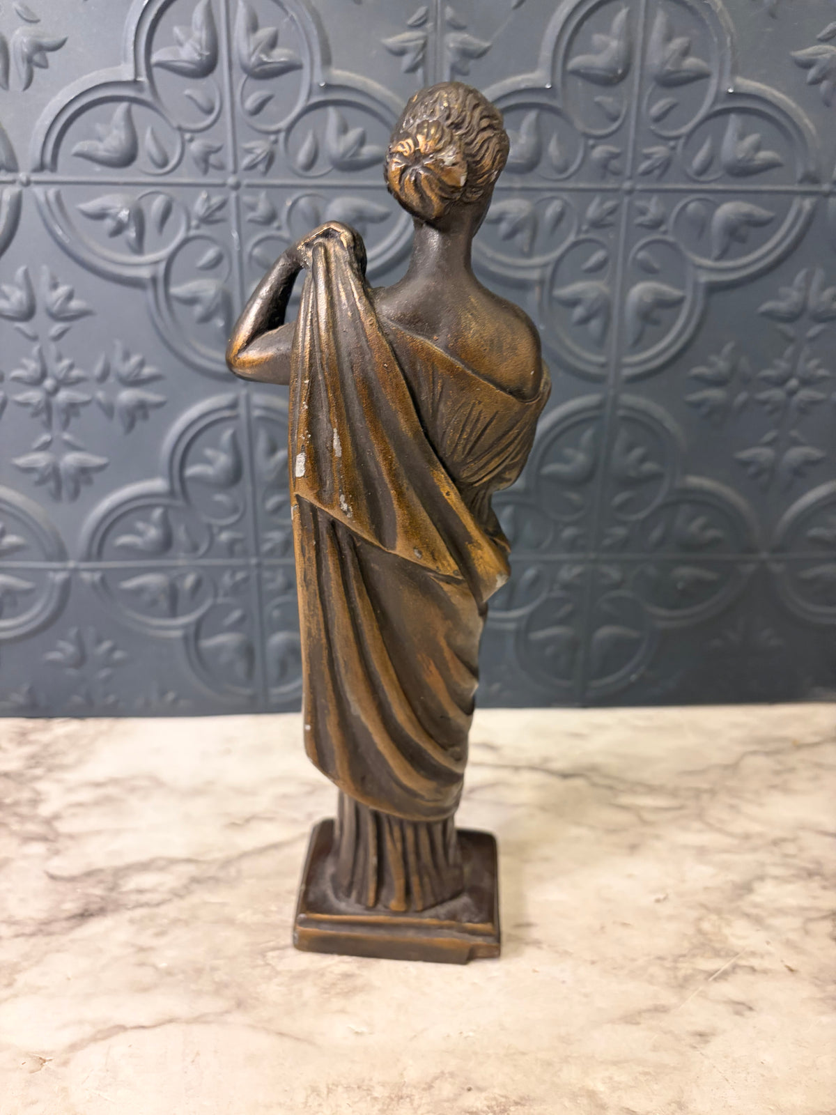 10" Statue of Woman in Bronze Tone