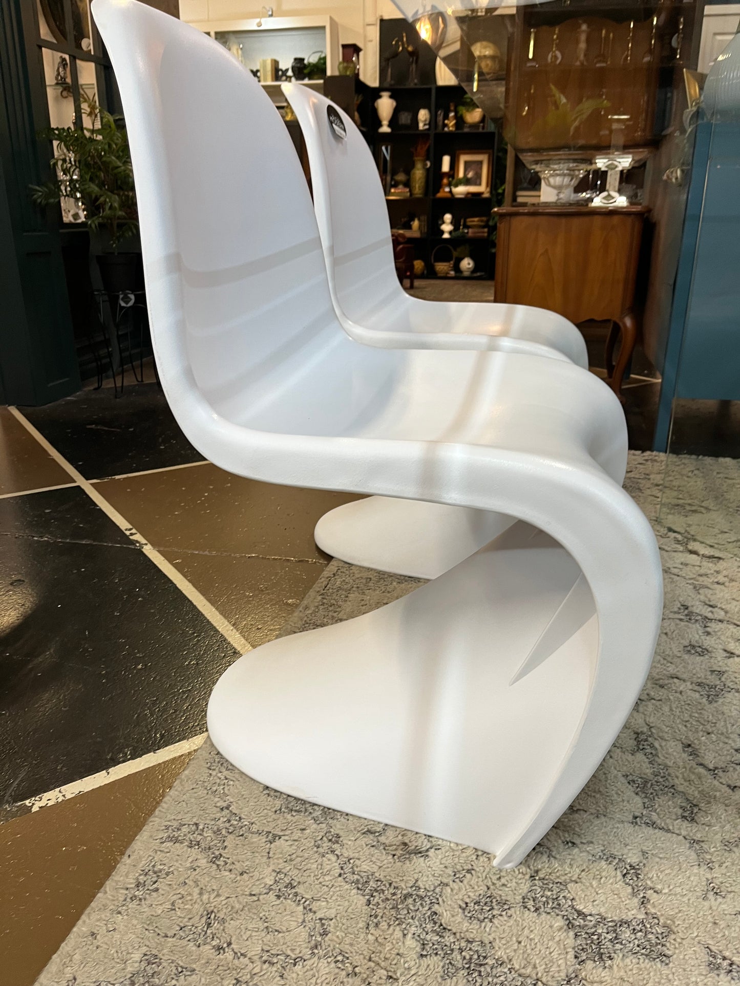 White Panton Style Dining Chairs set of 2