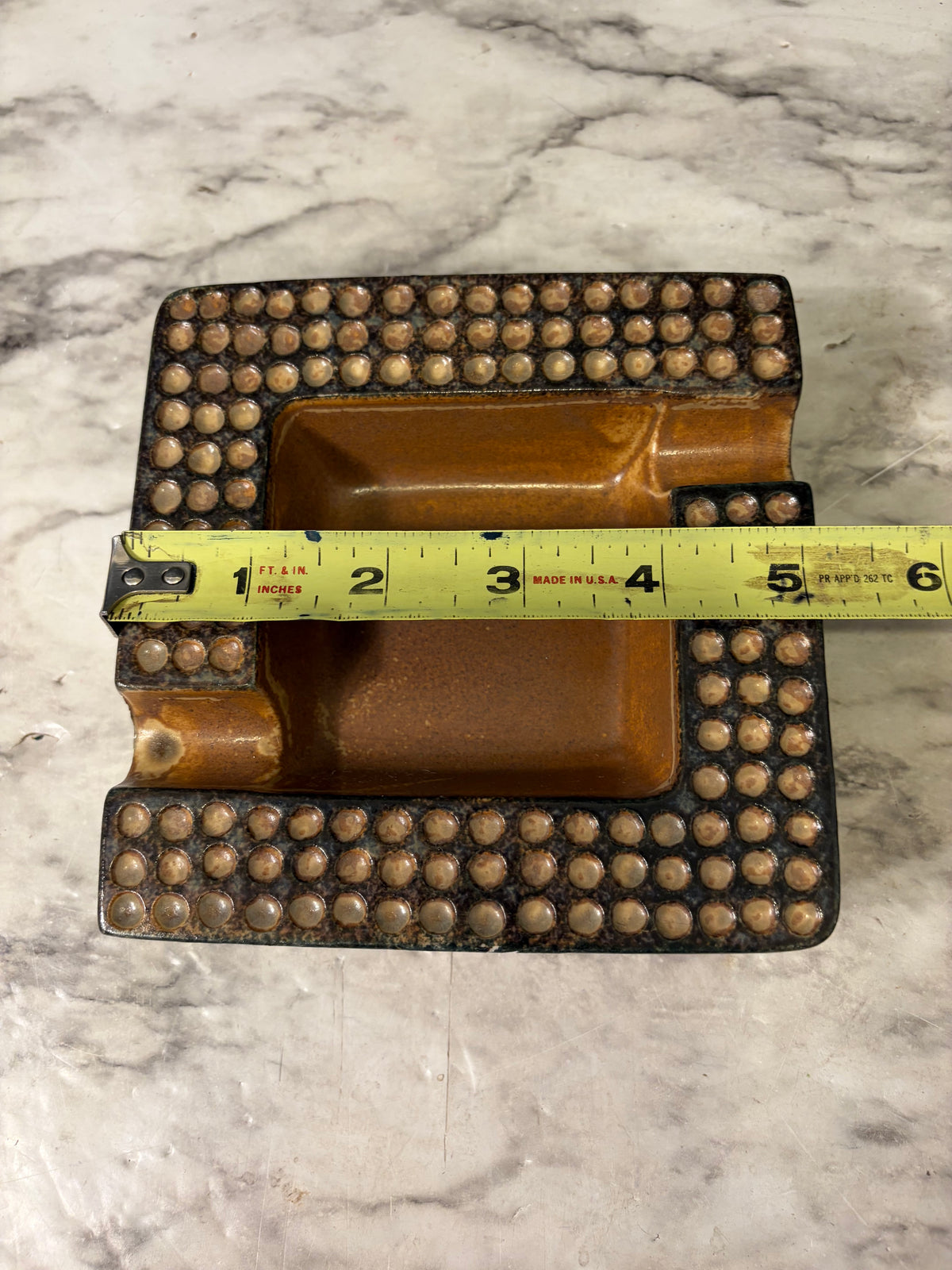 Brown Ceramic Ashtray with Dot design