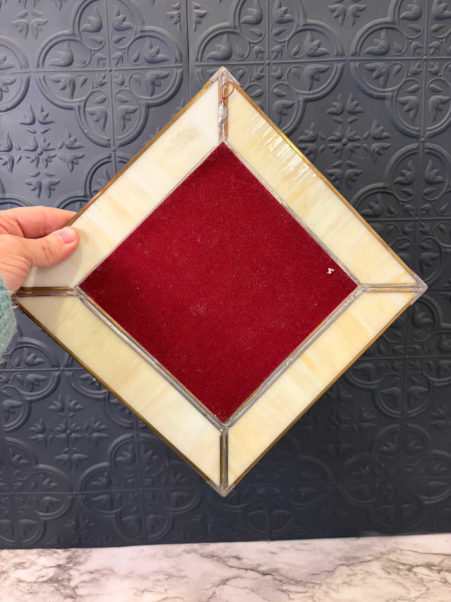 Etched Mirror with Slag Glass Border