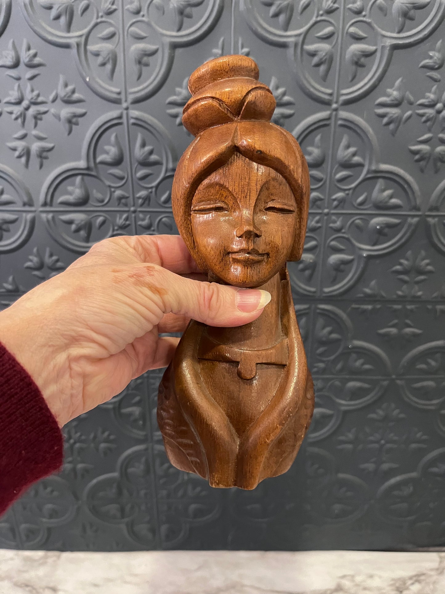 Hand Carved Woman with Necklace