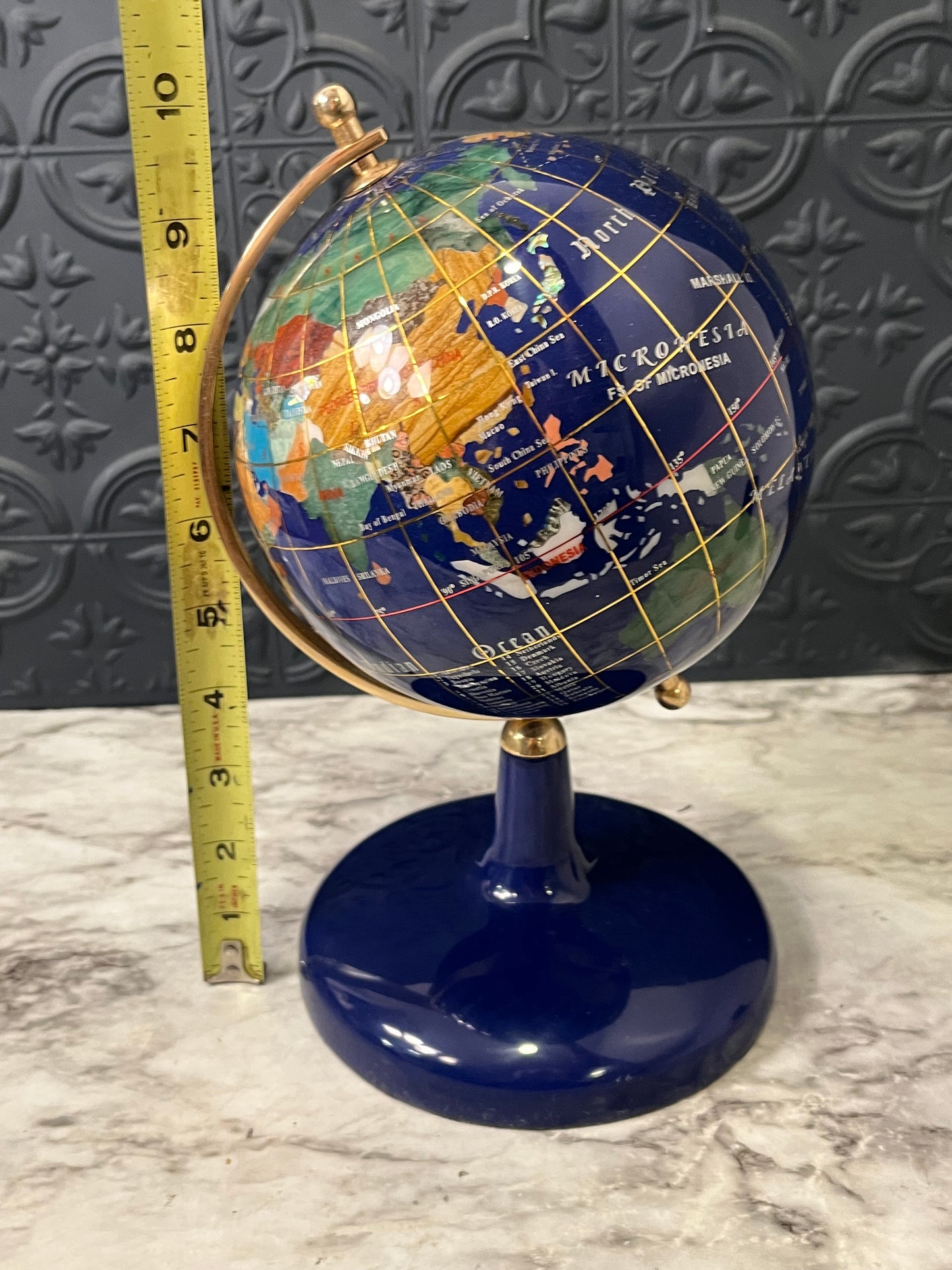 Vintage blue gemstone globe