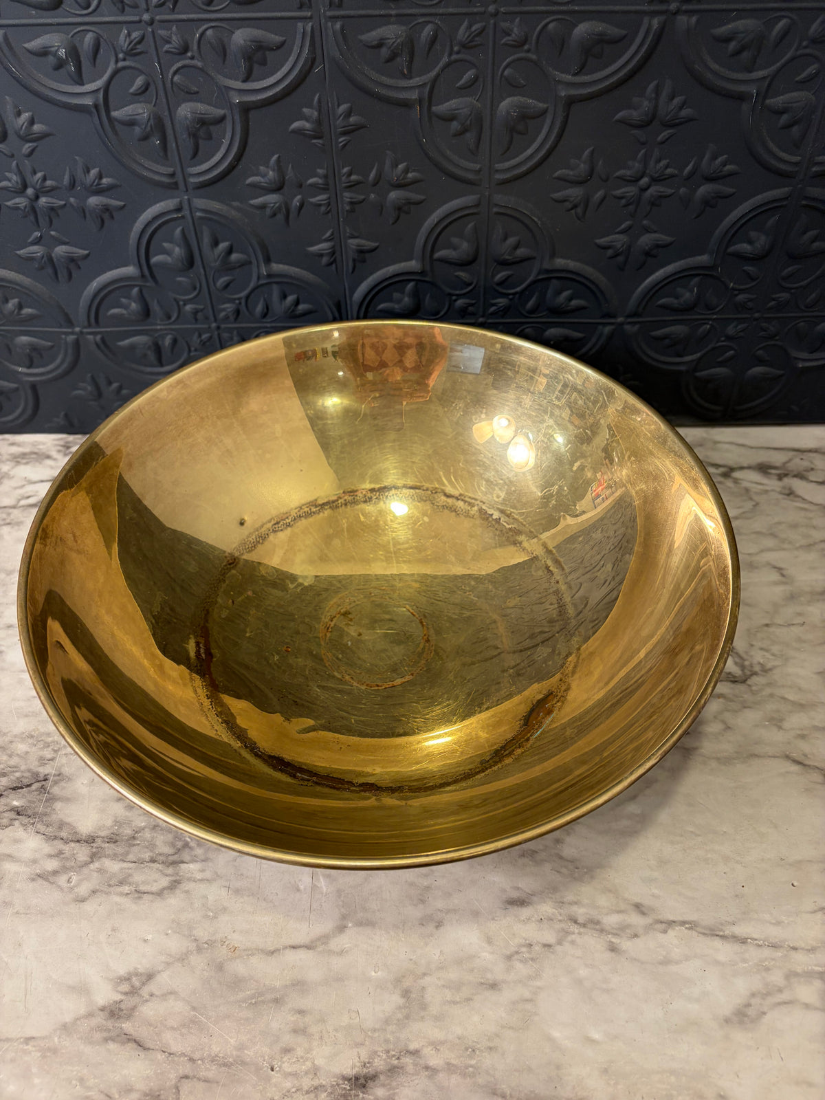 Round Brass Bowl with Feet 11" AS IS