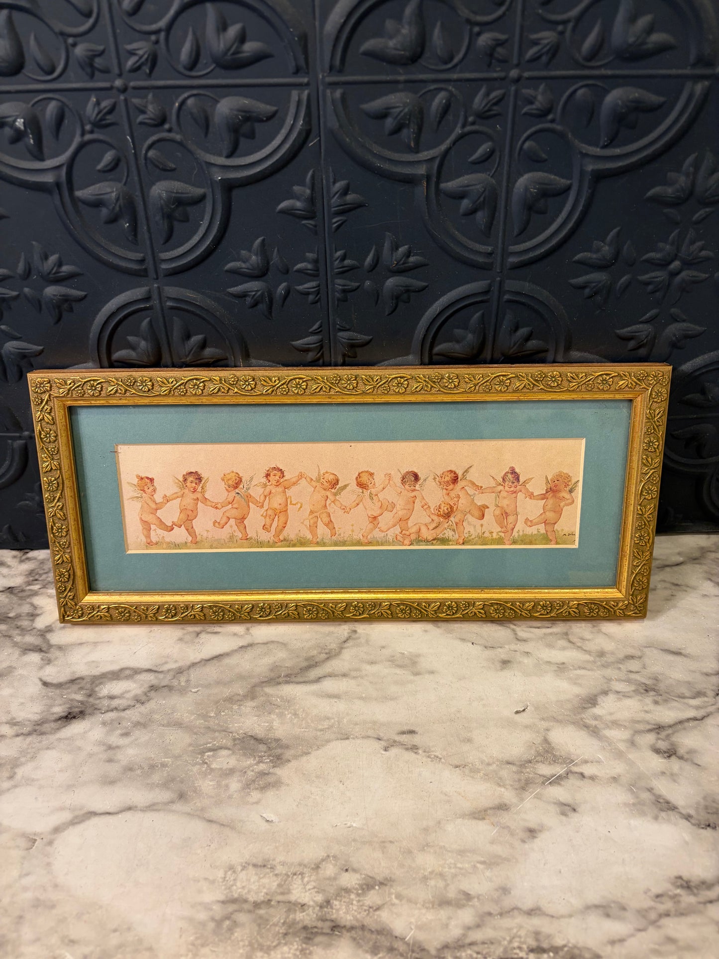Cherub Print in Gold Frame
