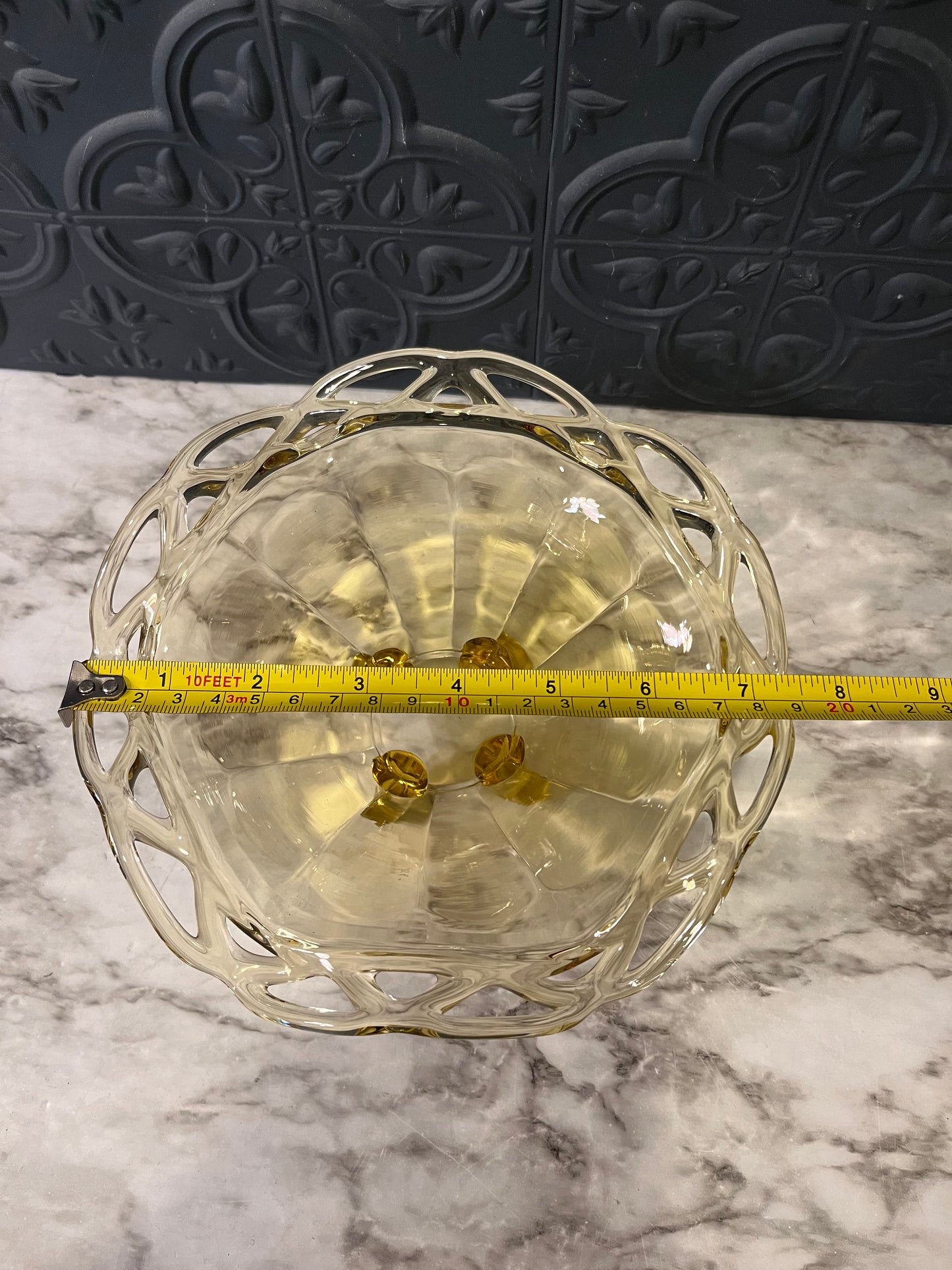 Fostoria Yellow glass footed candy dish