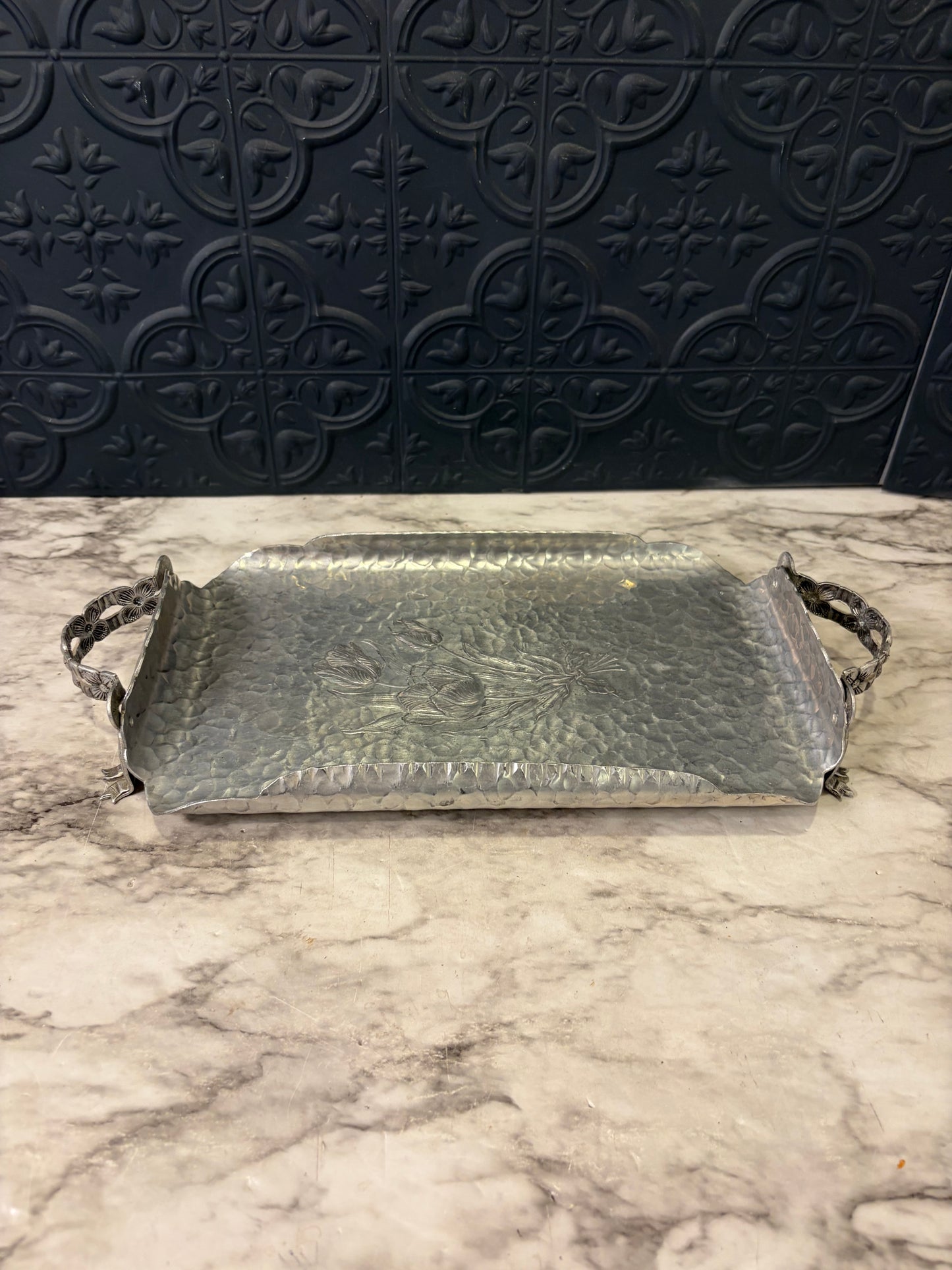 Hand Wrought Creations by Rodney Kent Hammered Aluminum Tray Pattern 420