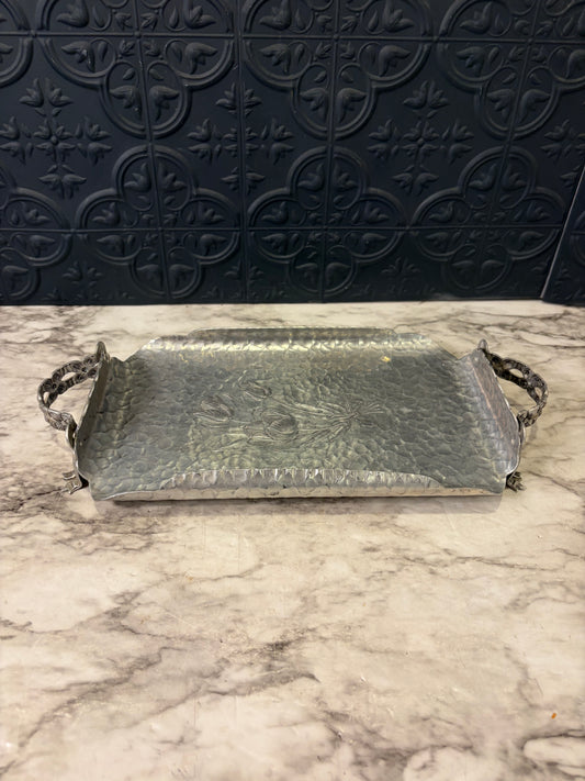 Hand Wrought Creations by Rodney Kent Hammered Aluminum Tray Pattern 420