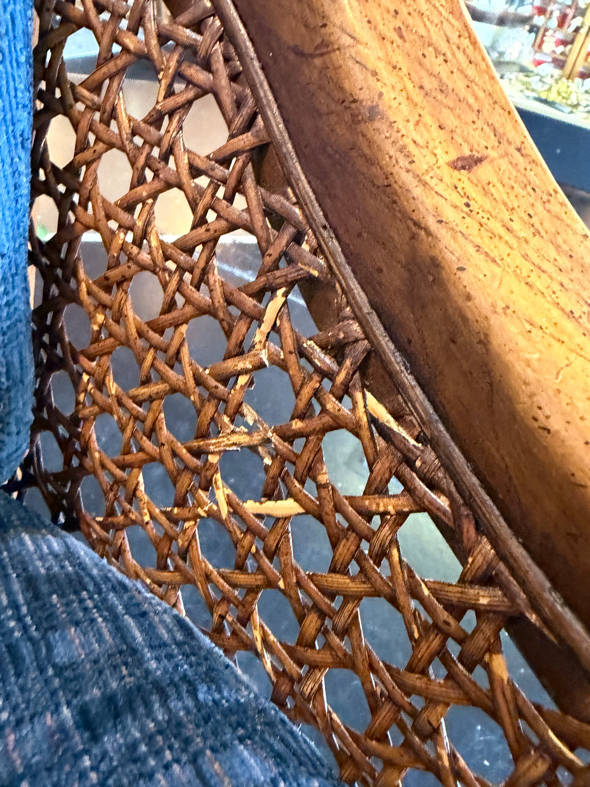 Rolling Blue Chair with Cane
