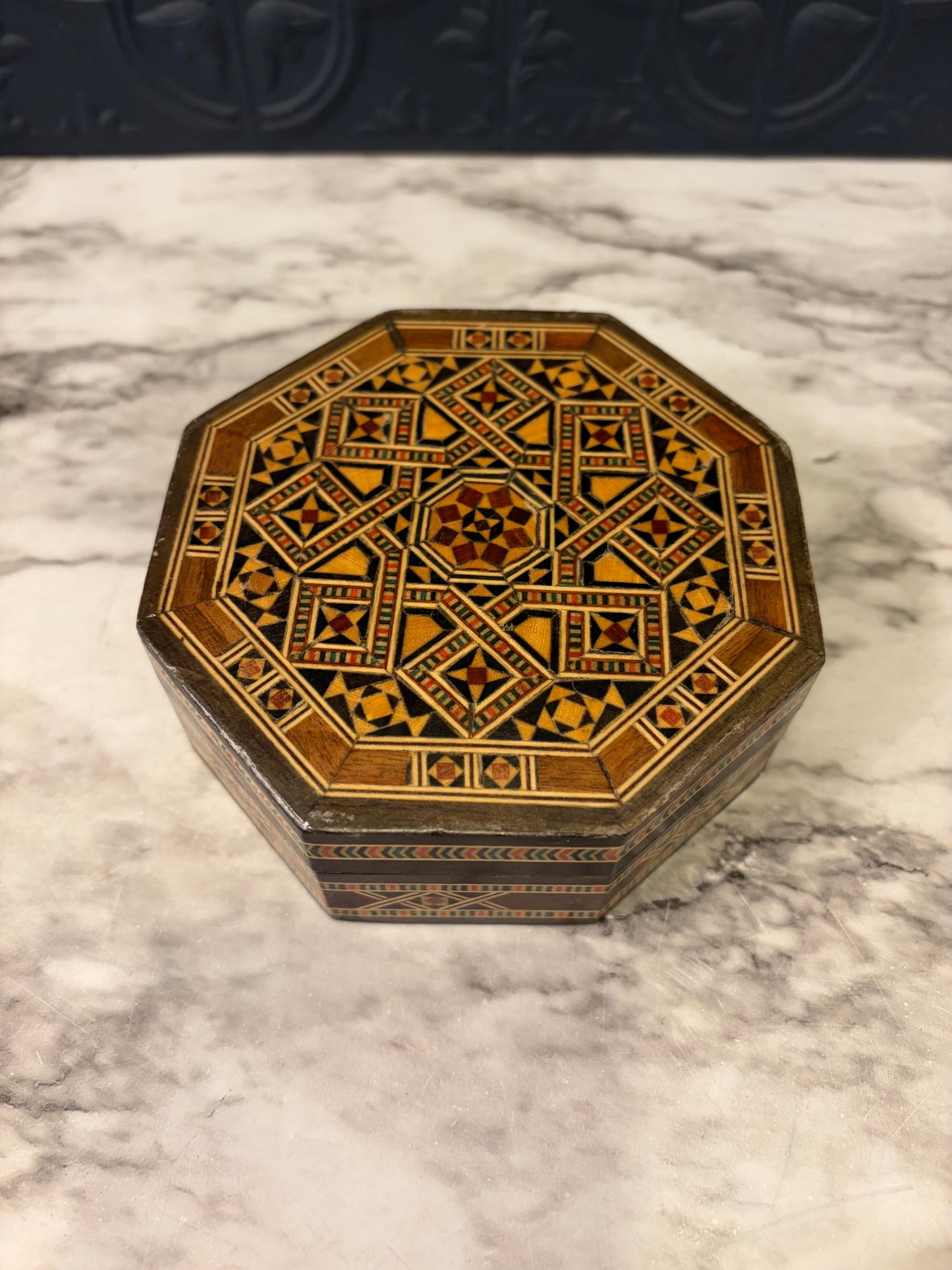 Octagon Wood Inlay Jewelry Box