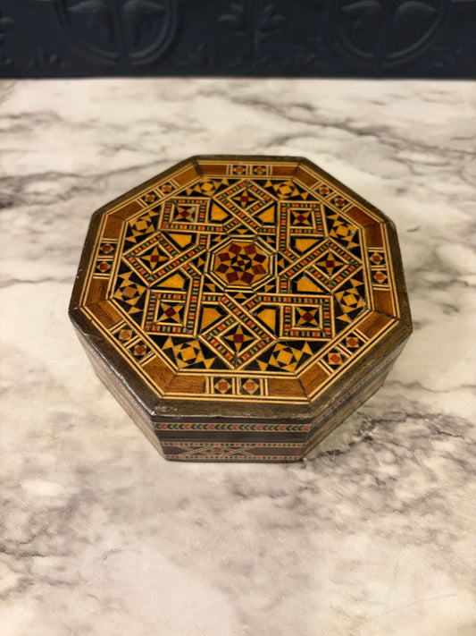 Octagon Wood Inlay Jewelry Box