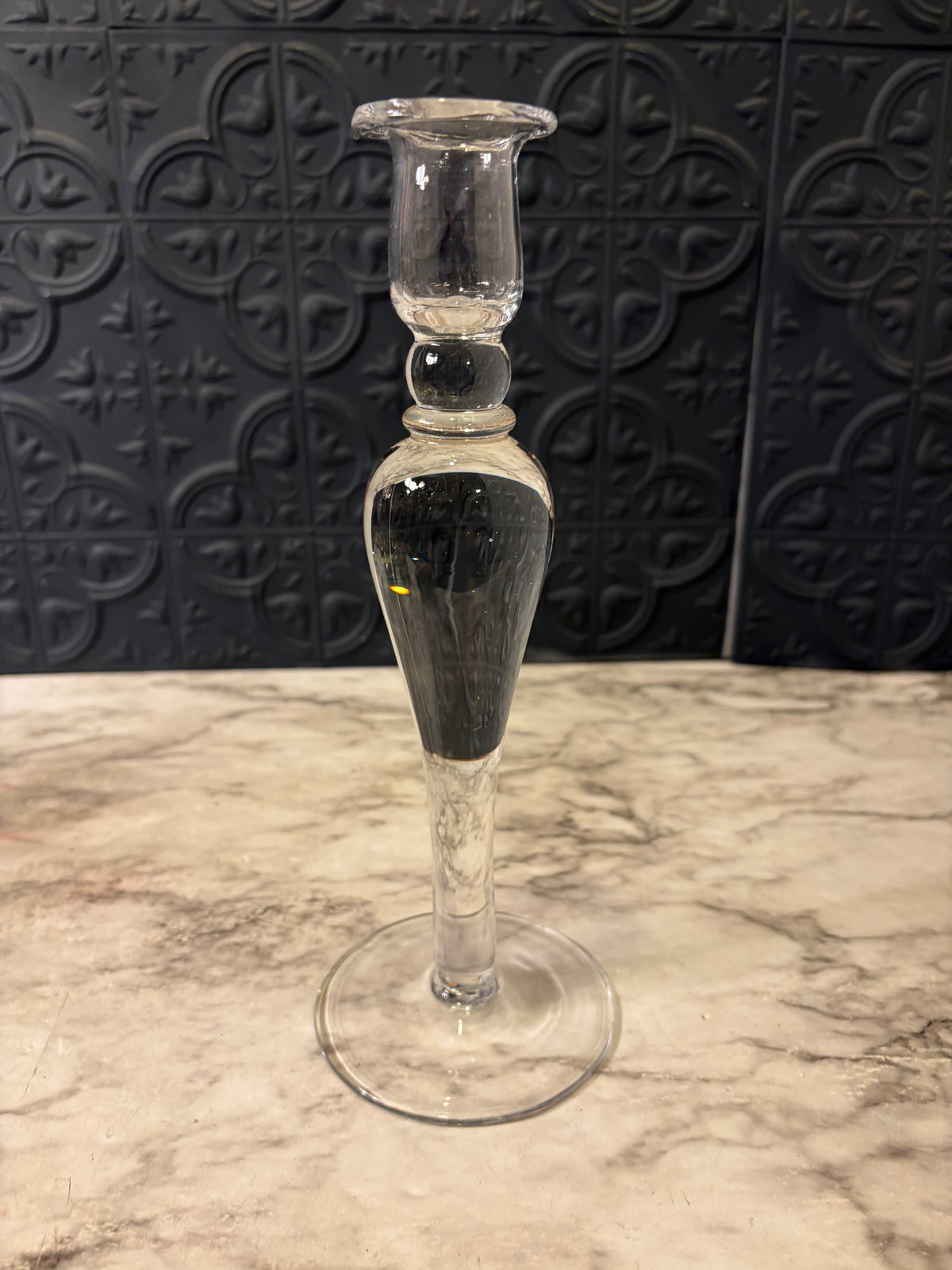 Clear Glass Teardrop Candle Holder