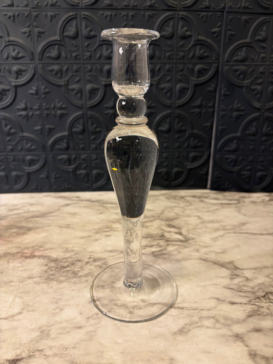Clear Glass Teardrop Candle Holder