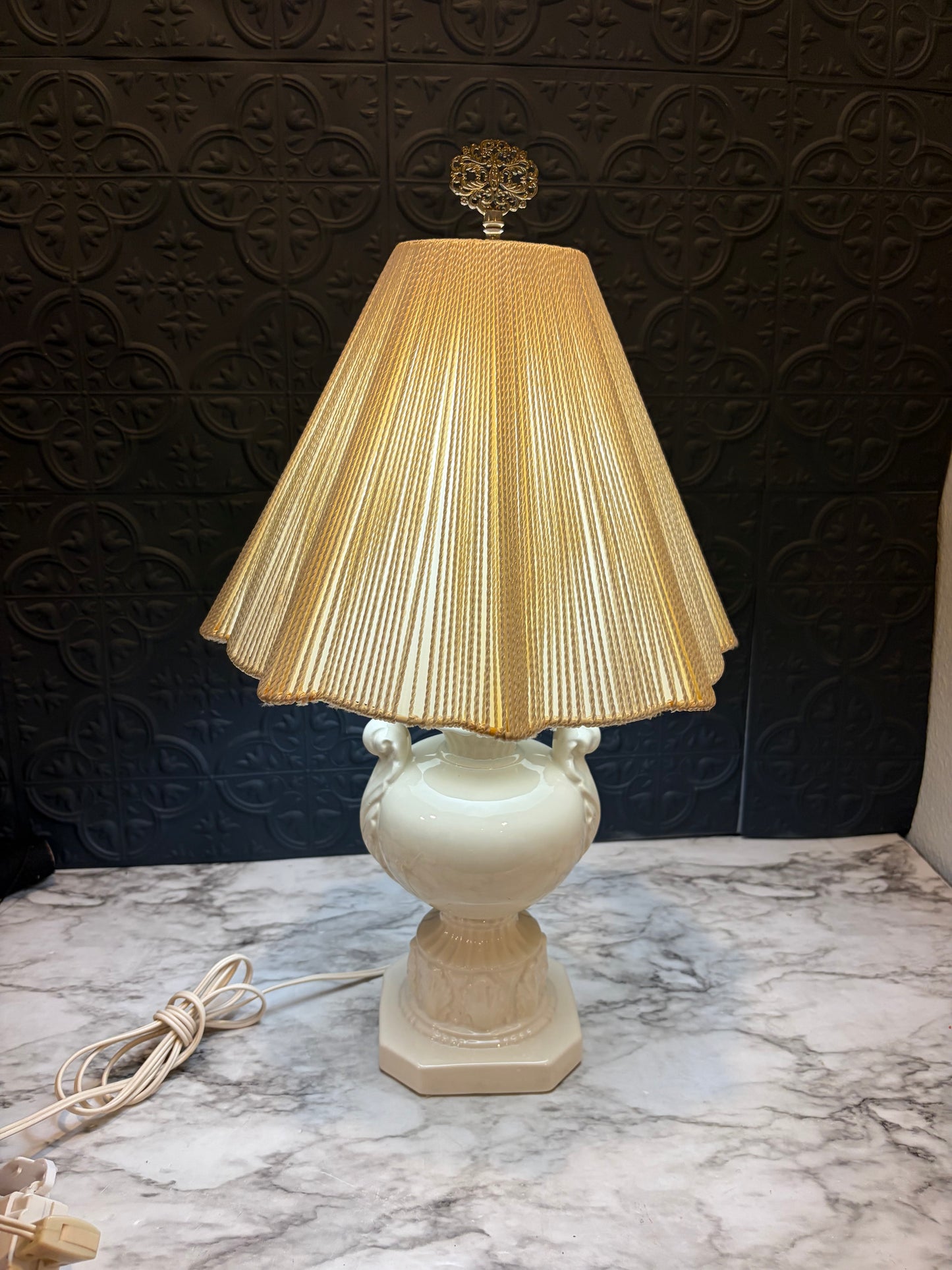 Cream Lamp with Rope Shade
