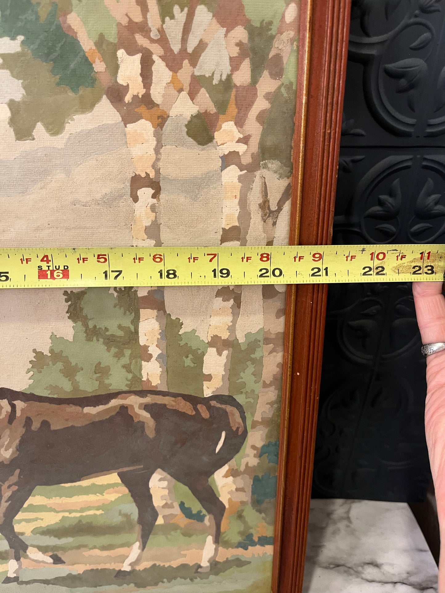 Framed Vintage Paint by Numbers of Horses