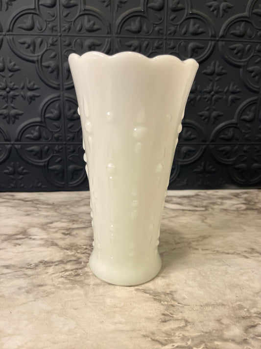 Anchor Hocking Milk Glass Vase with Teardrop design