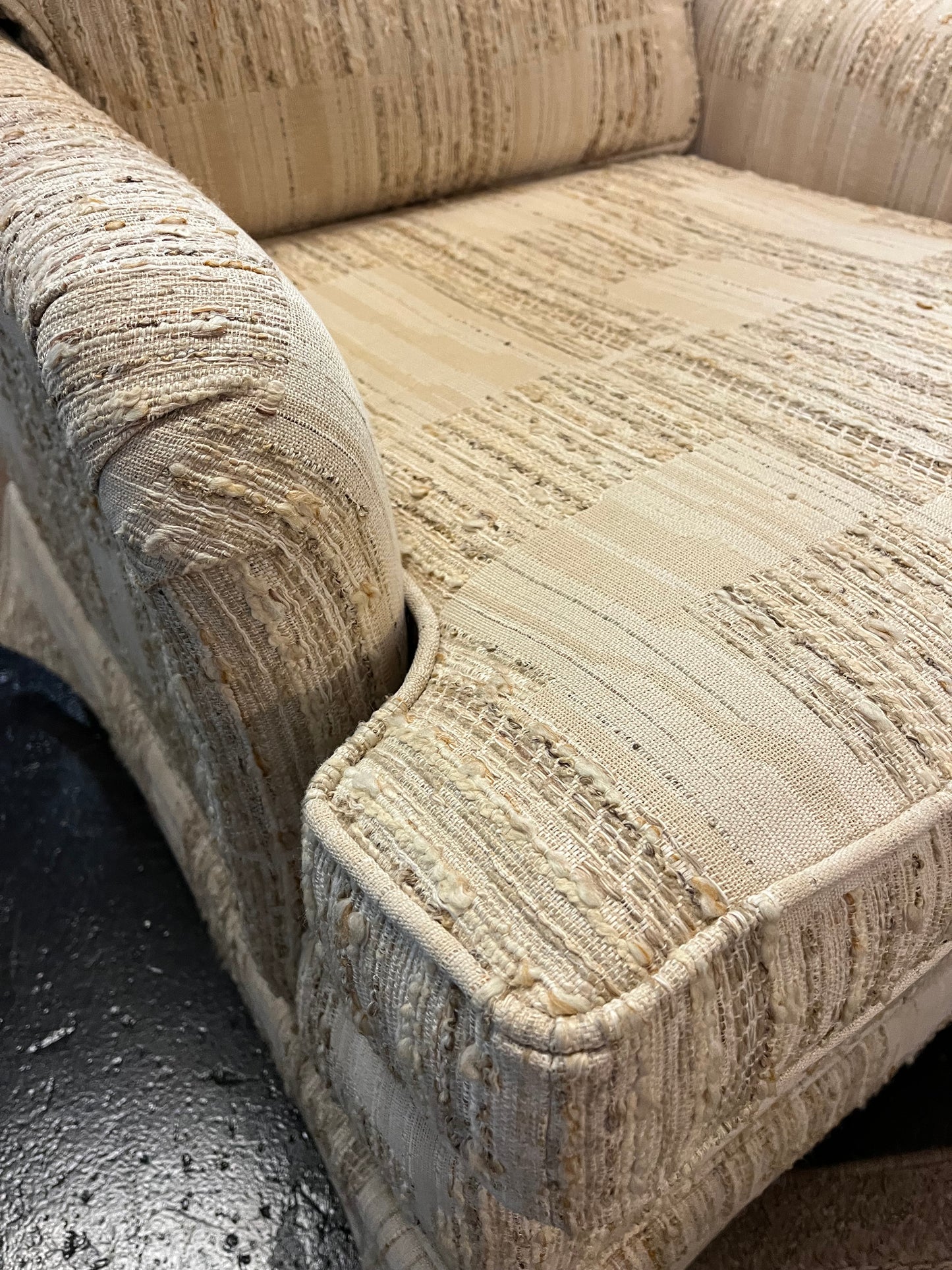 Vintage Cream Textured Arm Chair