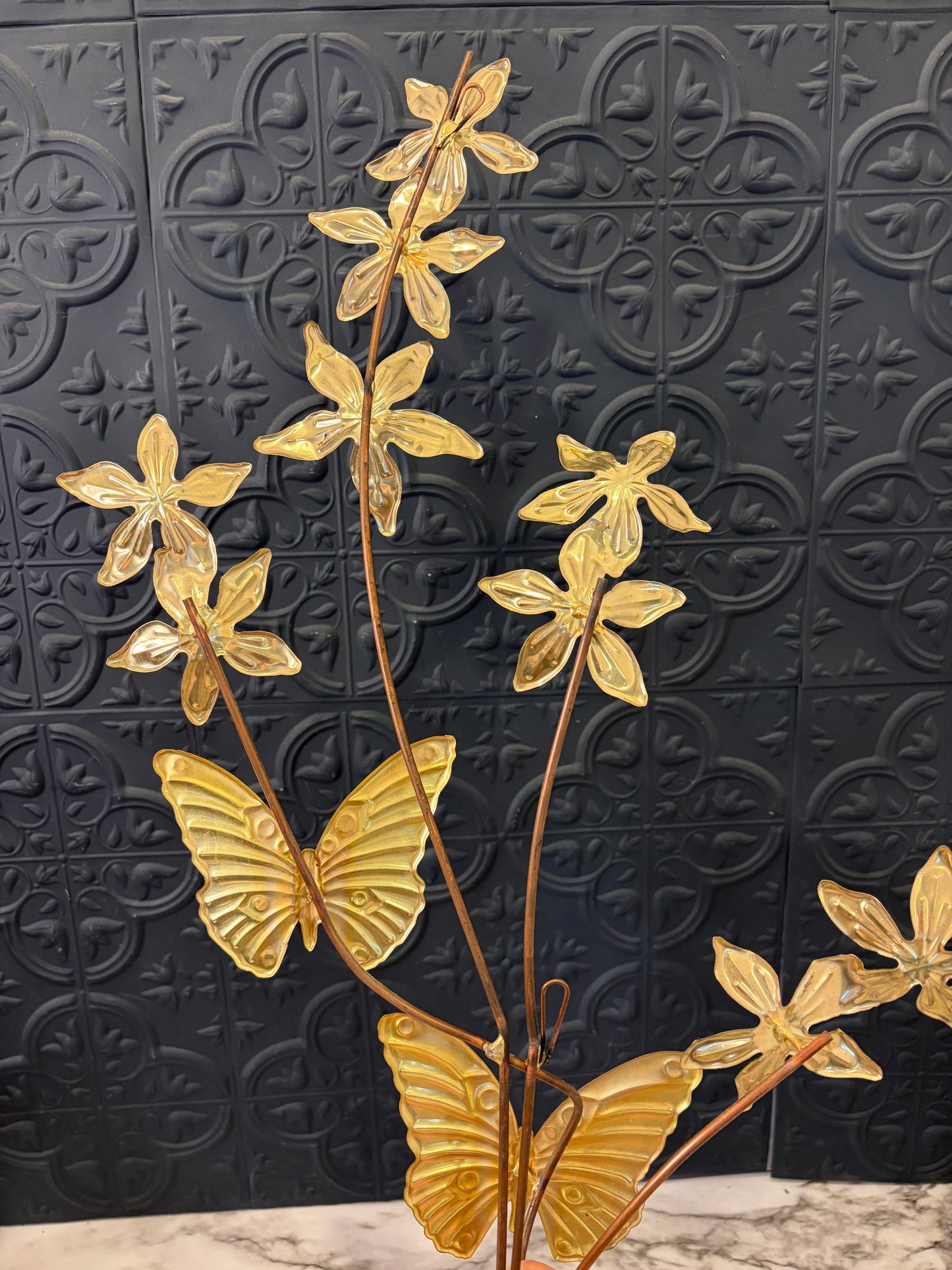 Homco Brass Butterflies and Flowers