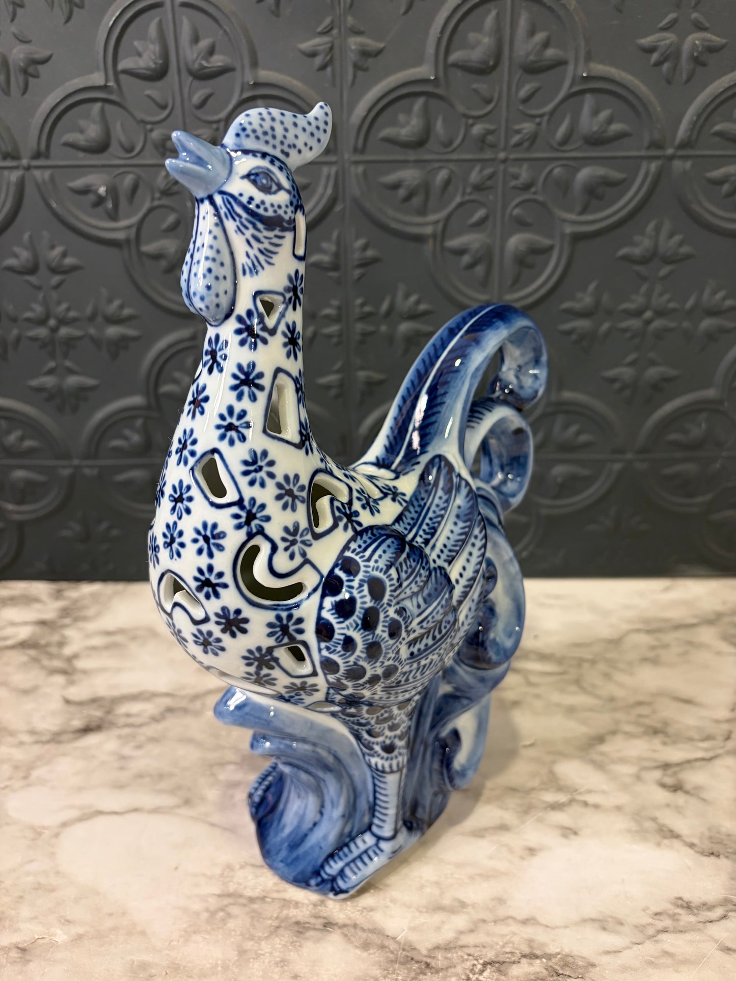 Chinese Blue and White Rooster