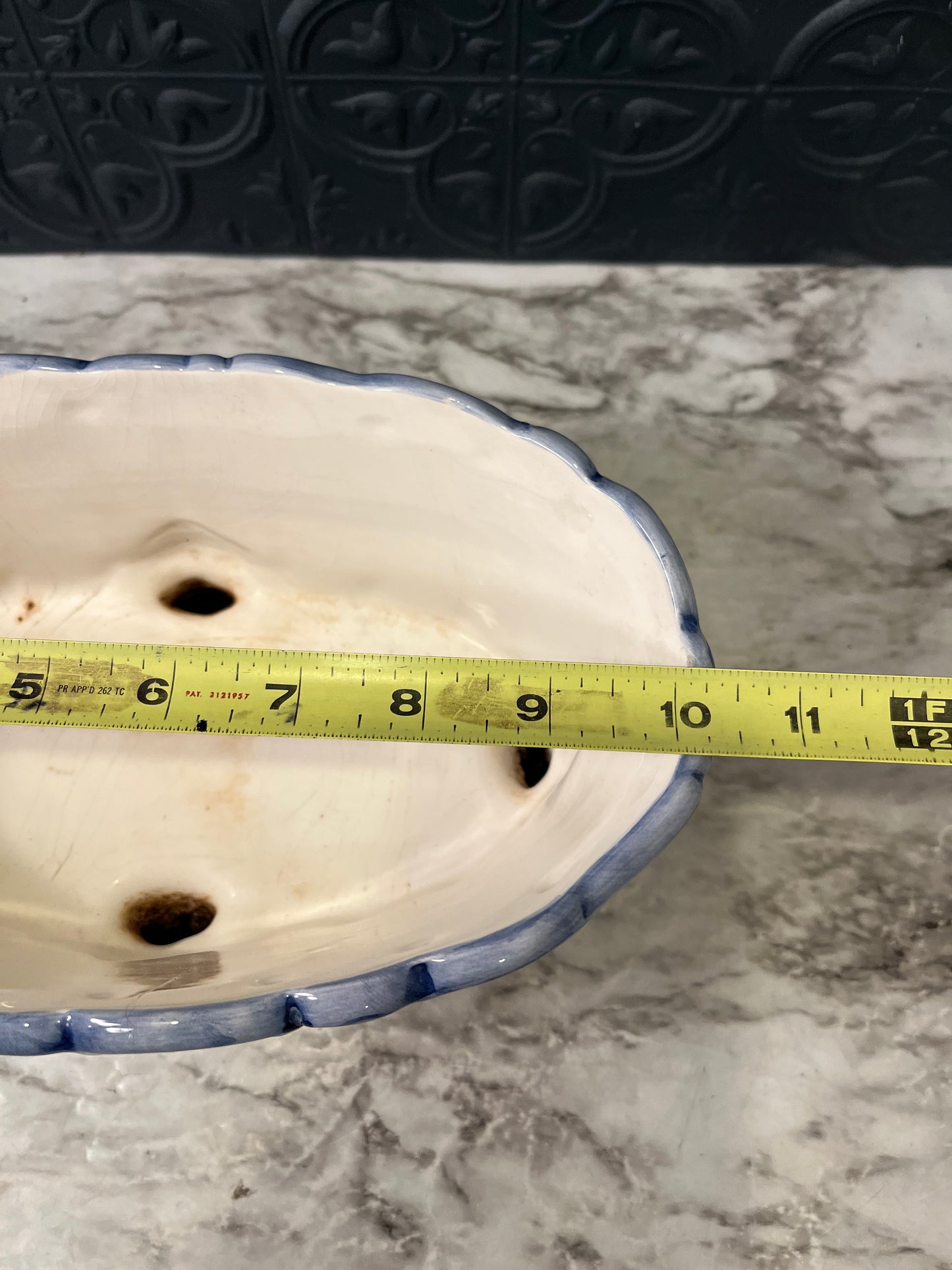 Blue and Yellow Floral Planter AS IS