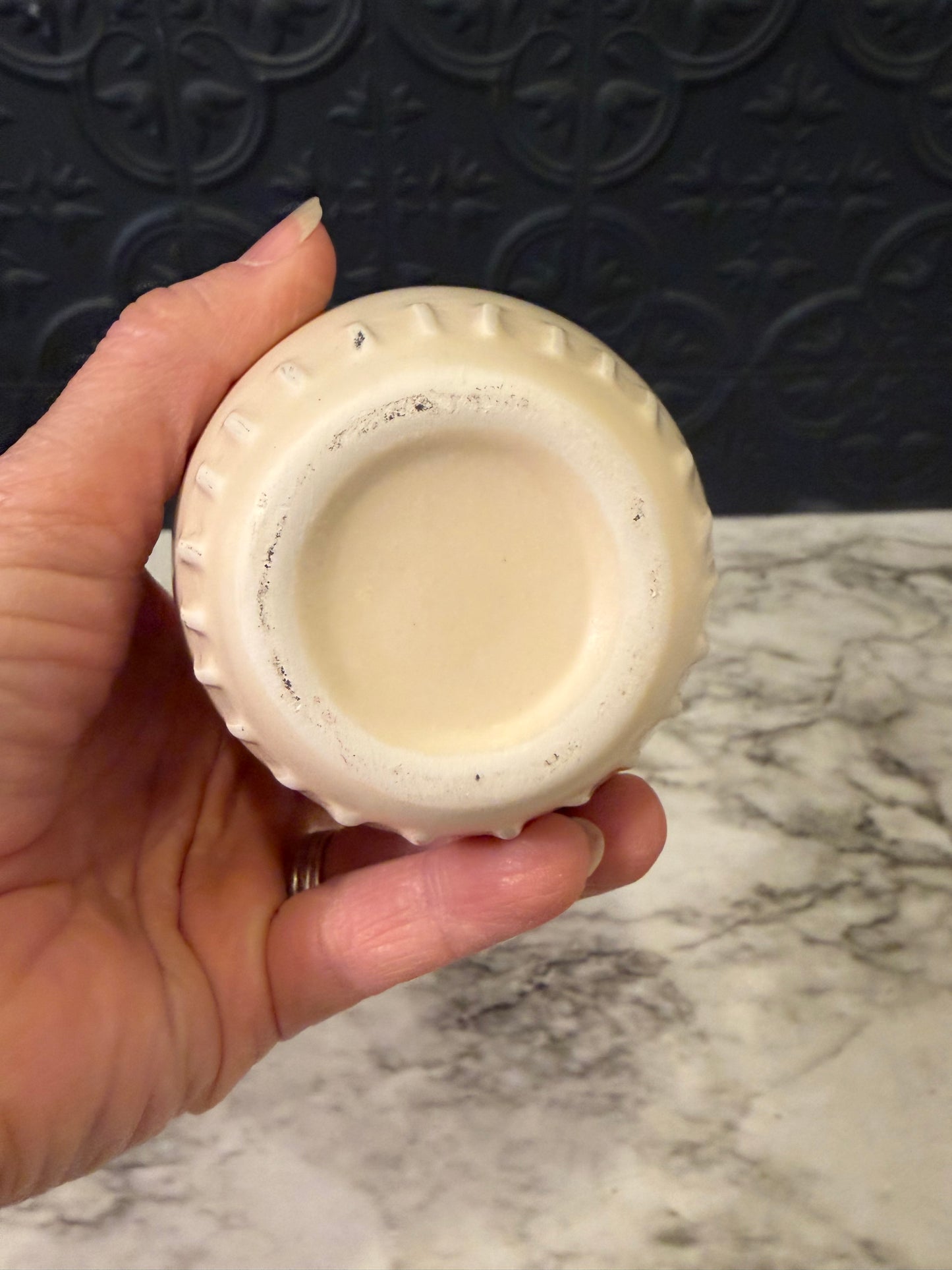 Small Cream Bud Vase with ridges