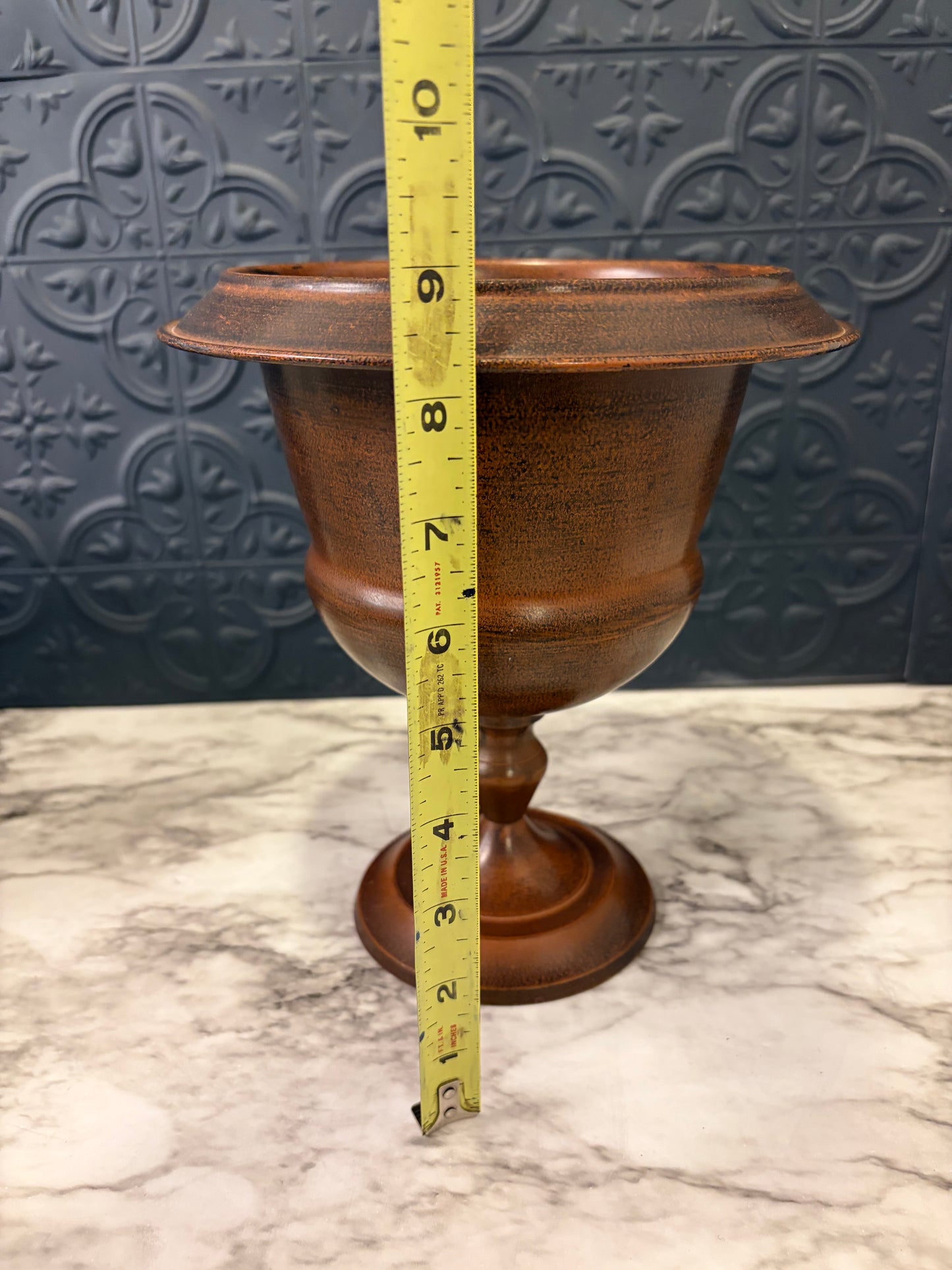 Brown Metal Trophy  Planter 9"
