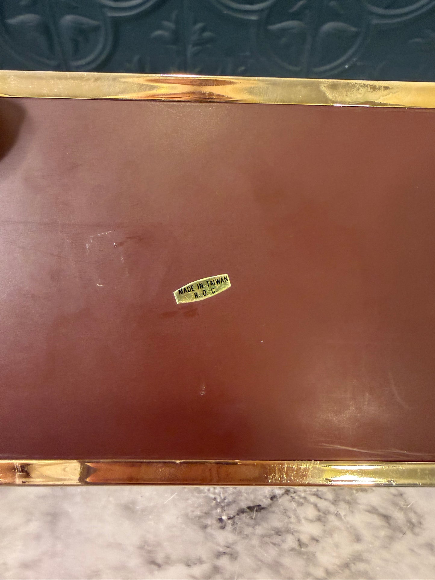 Smoke Glass and Brass Rectangle Box
