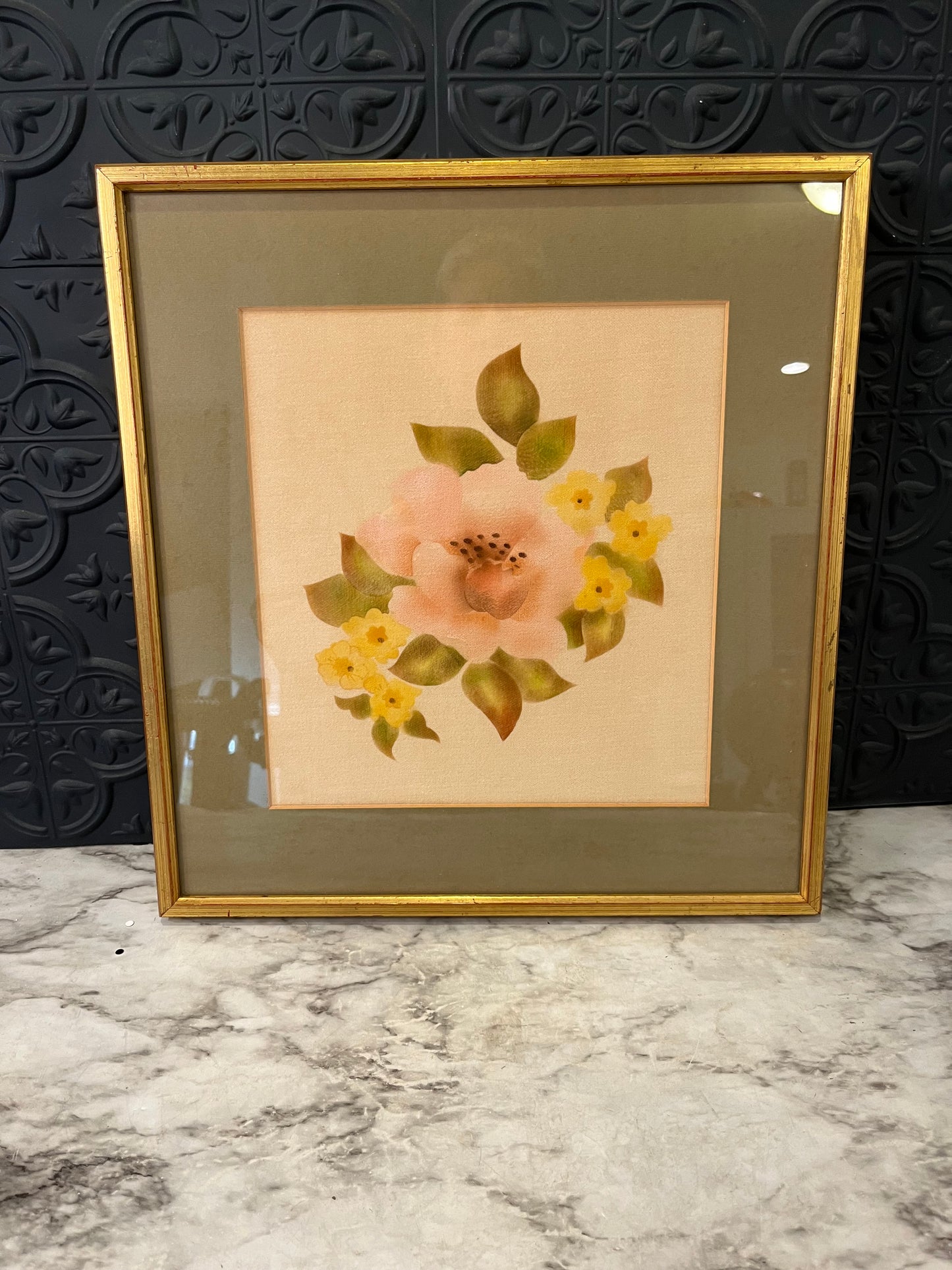 Pink Flower print on velvet