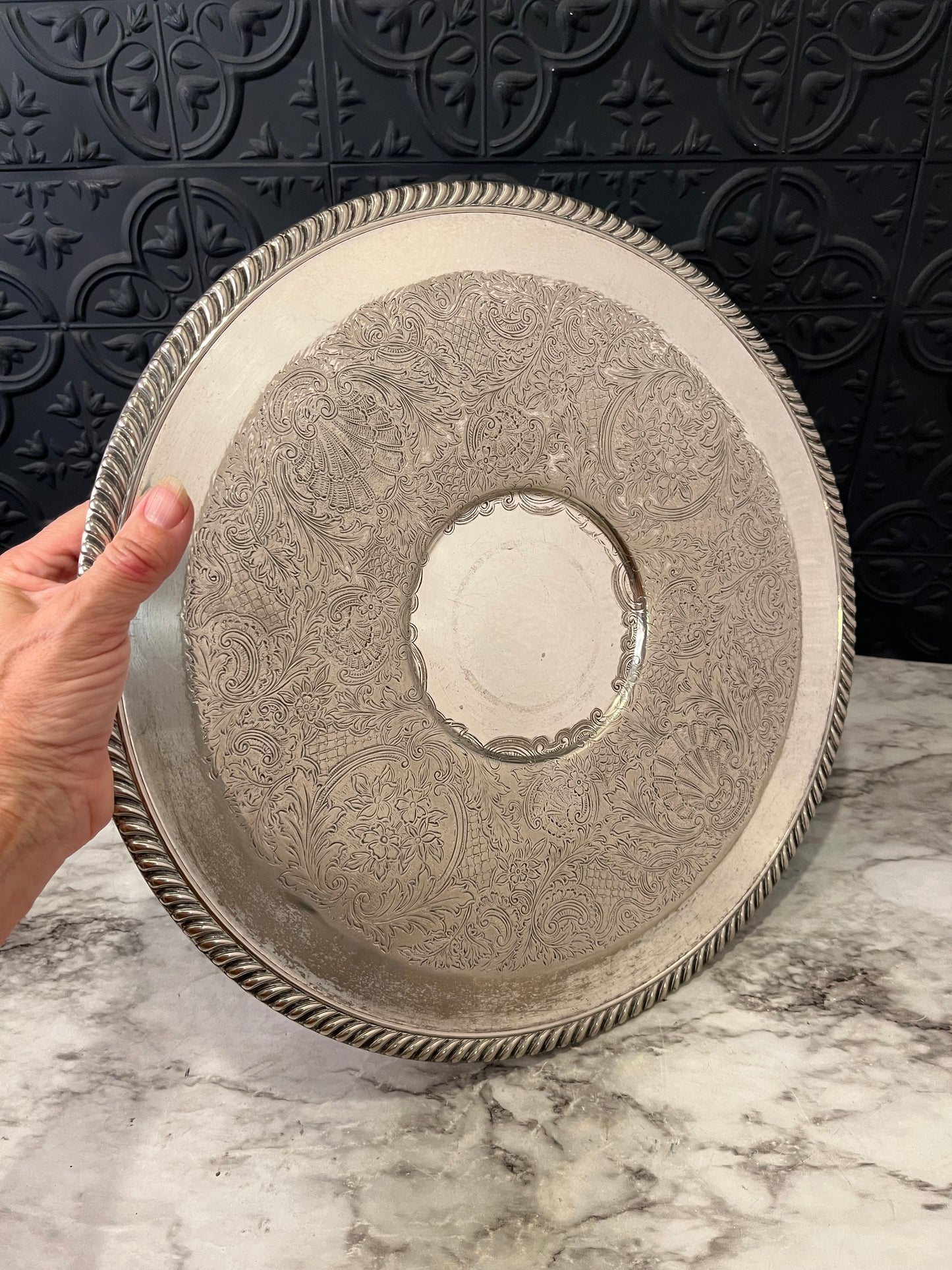 Silver Plate Pedestal platter Lazy Susan