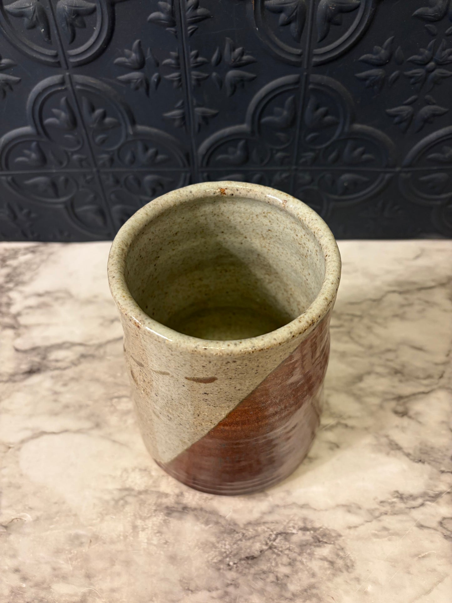 Studio Pottery Two Tone Brown and Tan