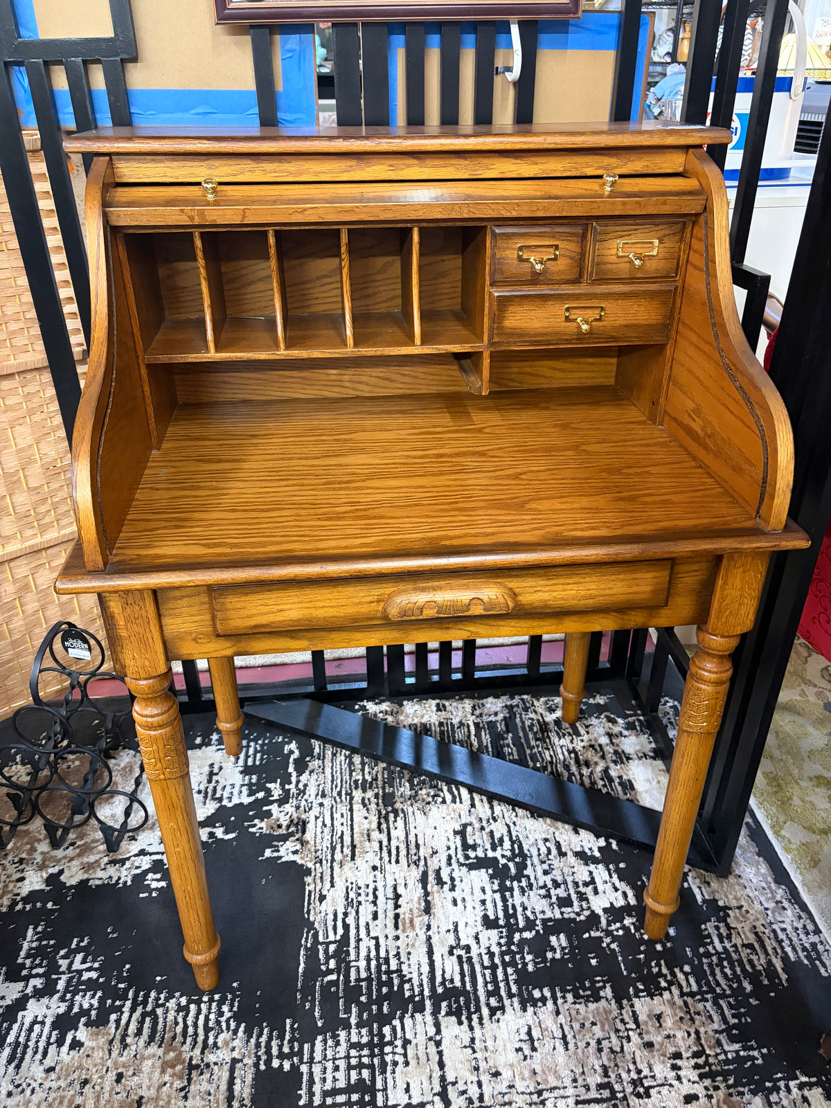 Oak Roll Top Desk  45 x 32
