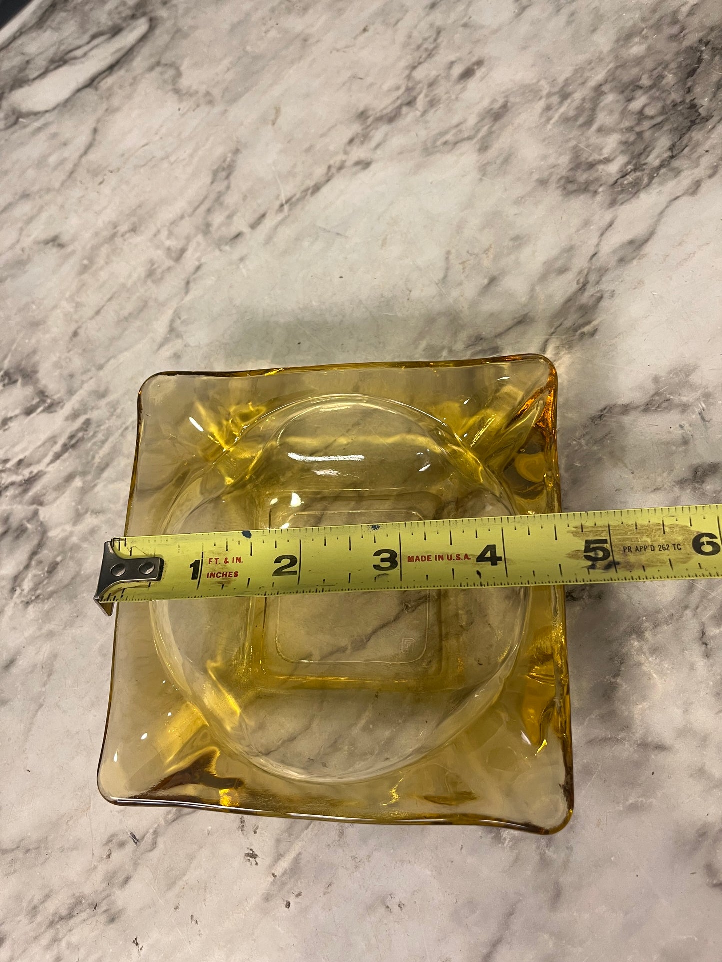 Anchor Hocking Amber Glass Square Ashtray