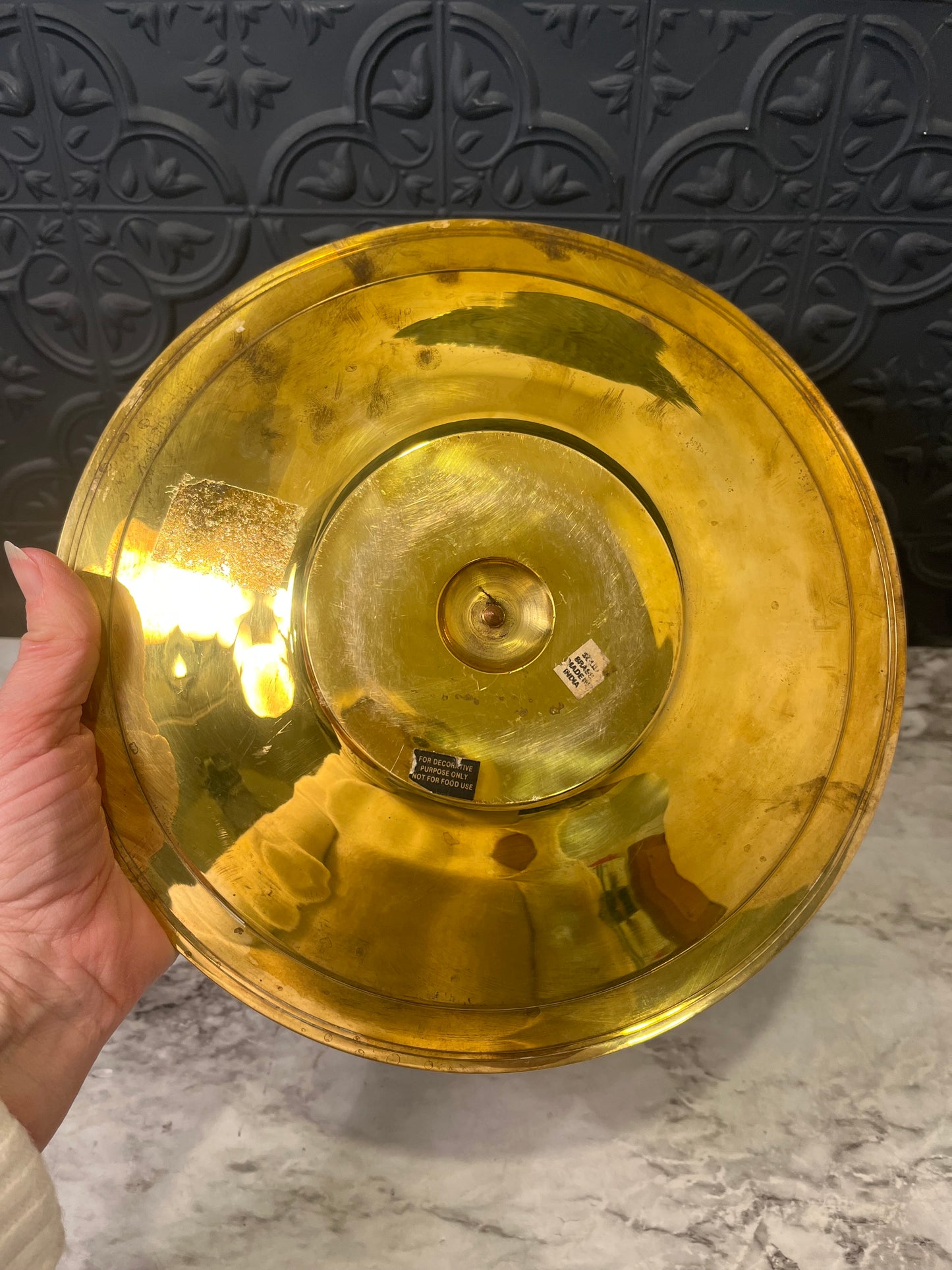 Round Brass Center Handle ServingTray