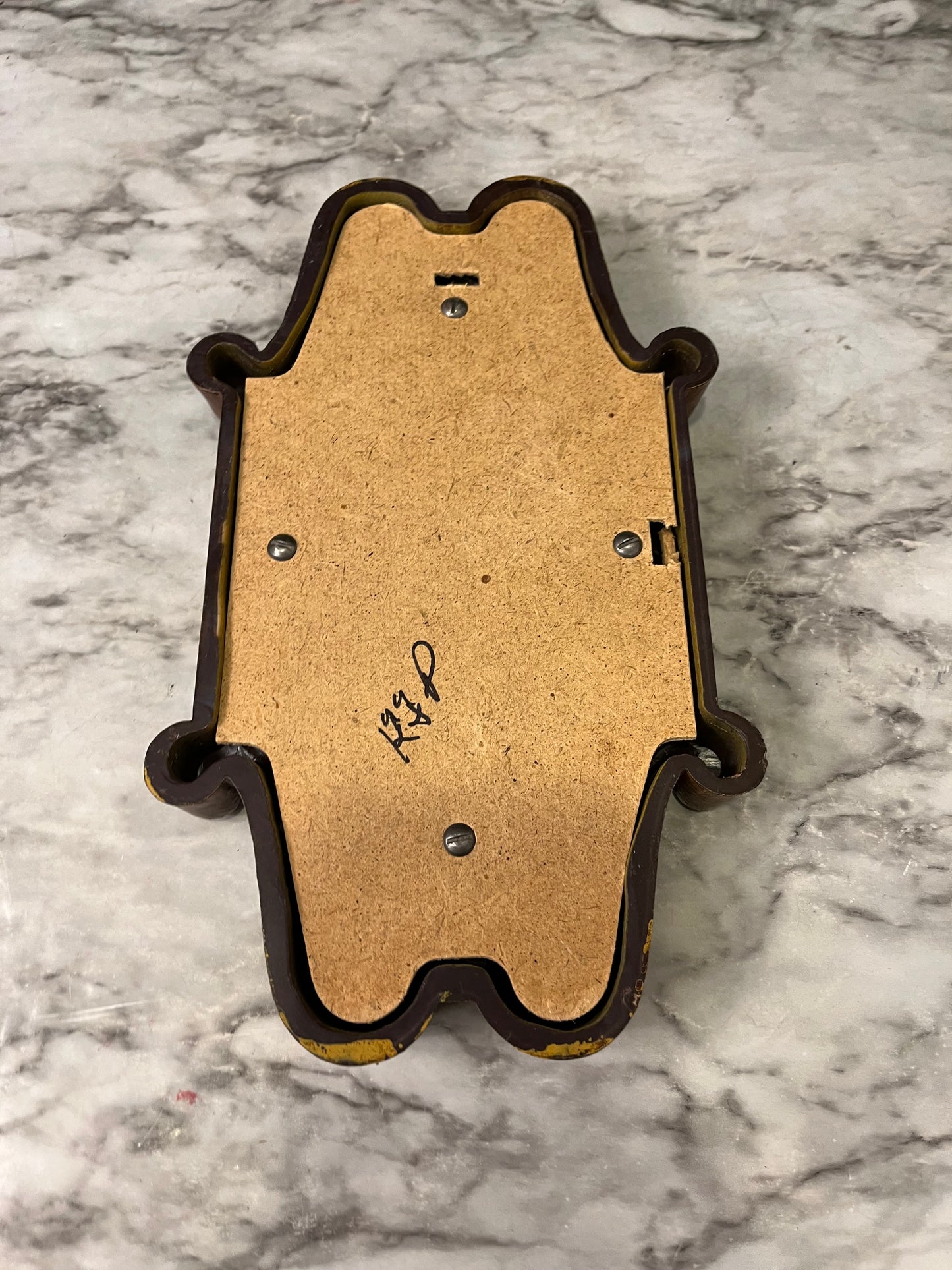 Small Faux Wood Mirror with Scroll Details