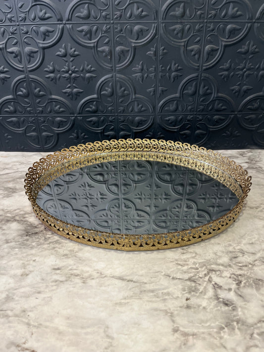 13.25 Oval Mirror Tray with Filigree edge