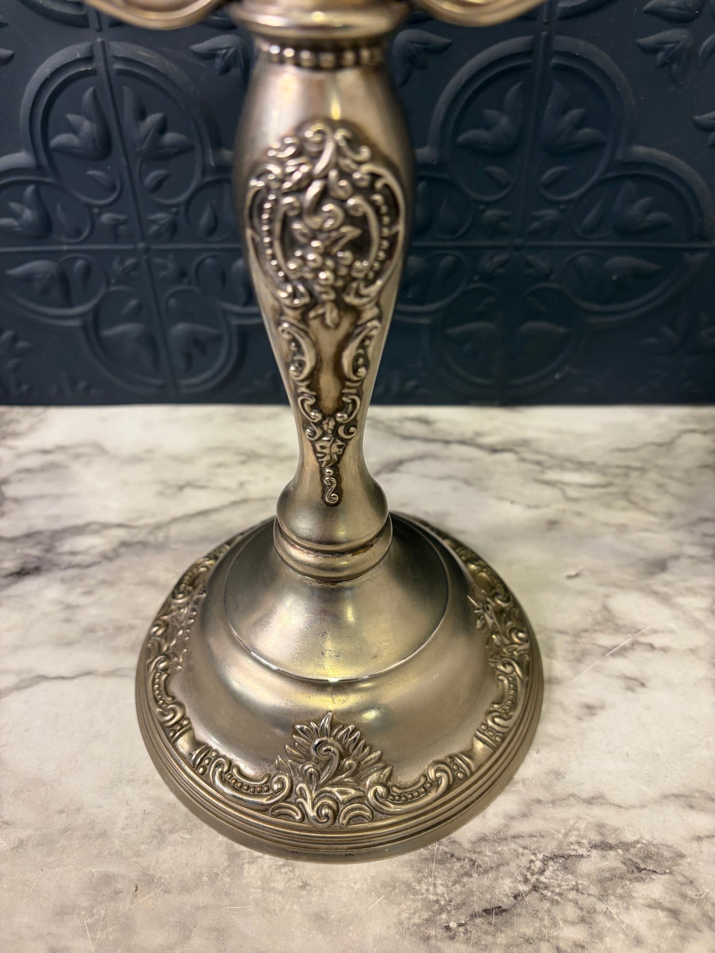 Silver Plate Godinger Ornate 3 Arm Curvy Candelabra