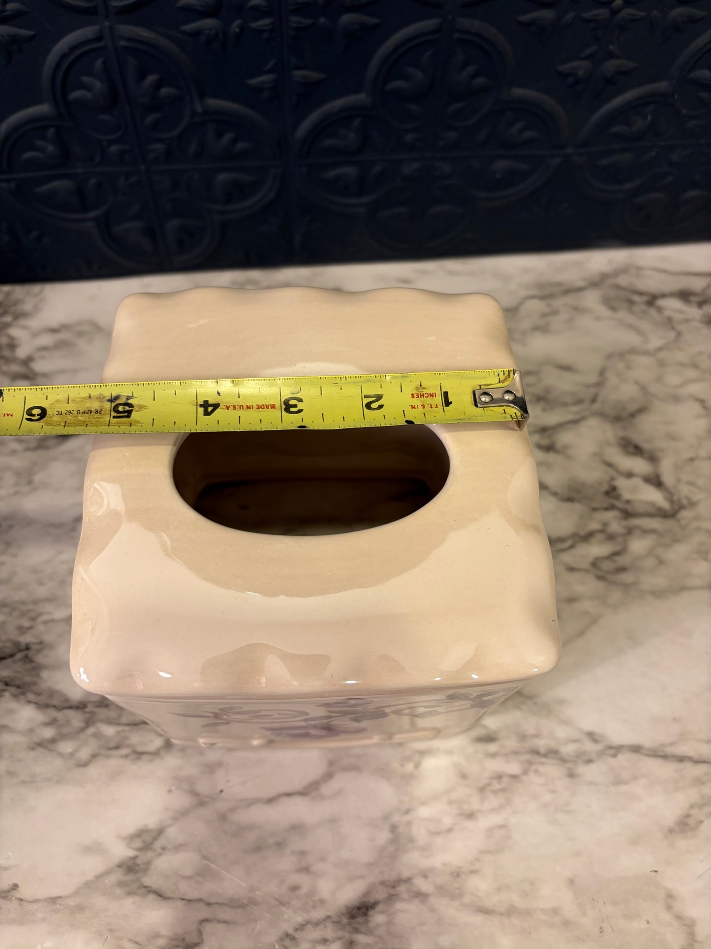 Cream and Purple Floral Tissue Box Holder